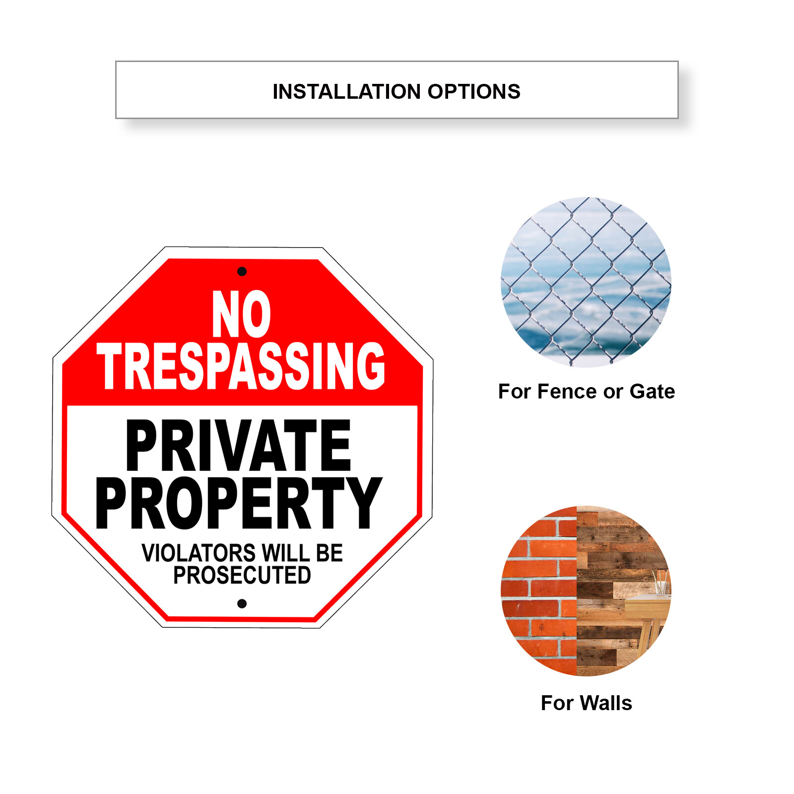 No Trespassing Private Property Violators Will Be Prosecuted Aluminum Metal Sign