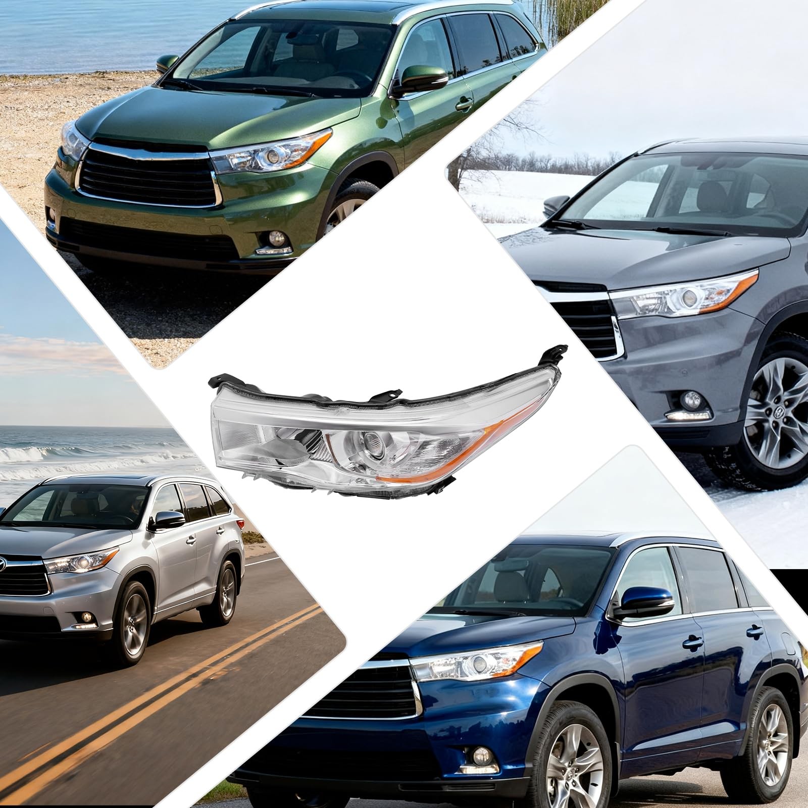 Halogen Headlight Assembly for 2014 2015 2016 Toyota Highlander Left