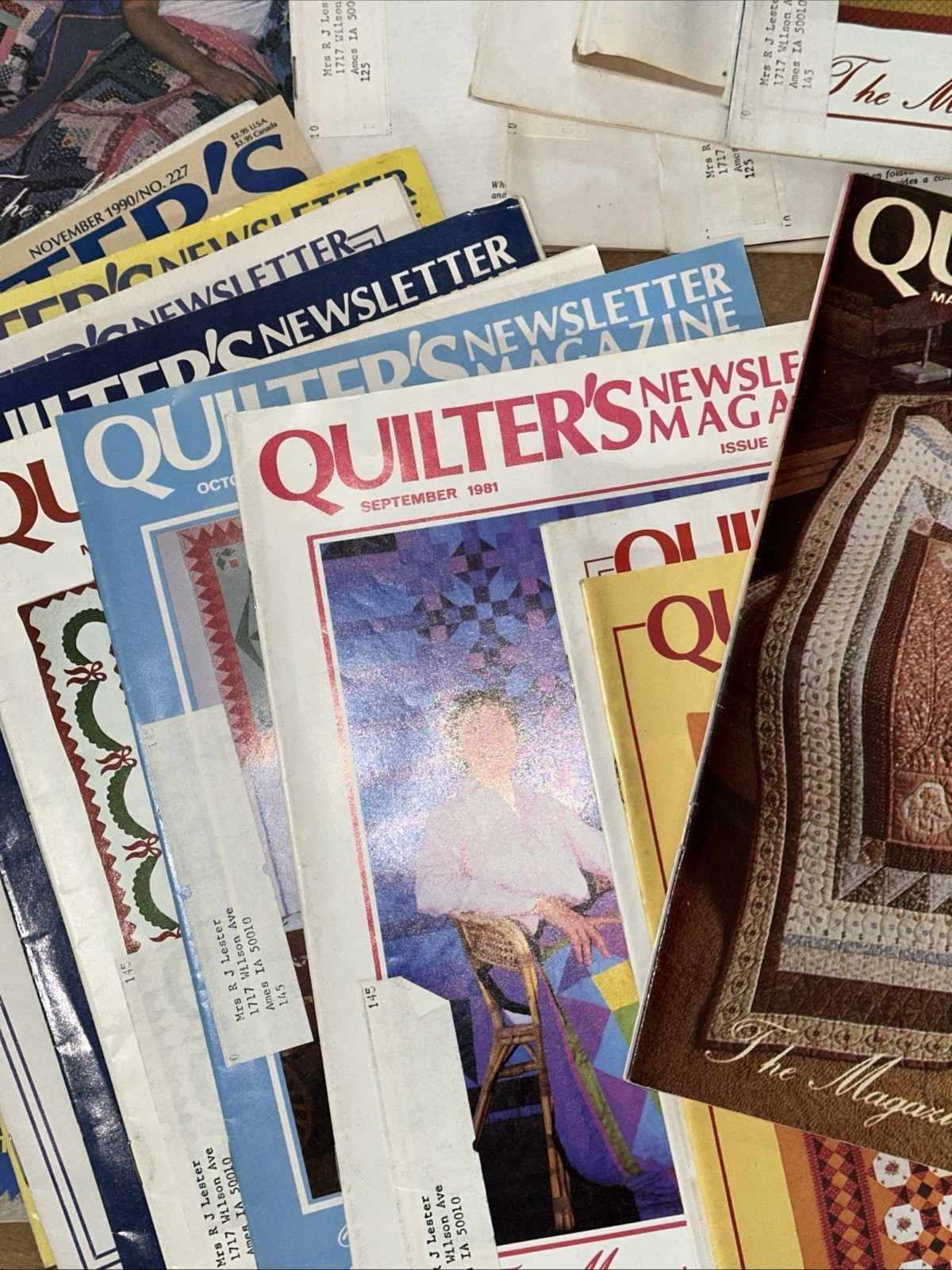 ~30 Quilting/Stitching Magazines most 1980's Quilter's Newsletter 1980-90
