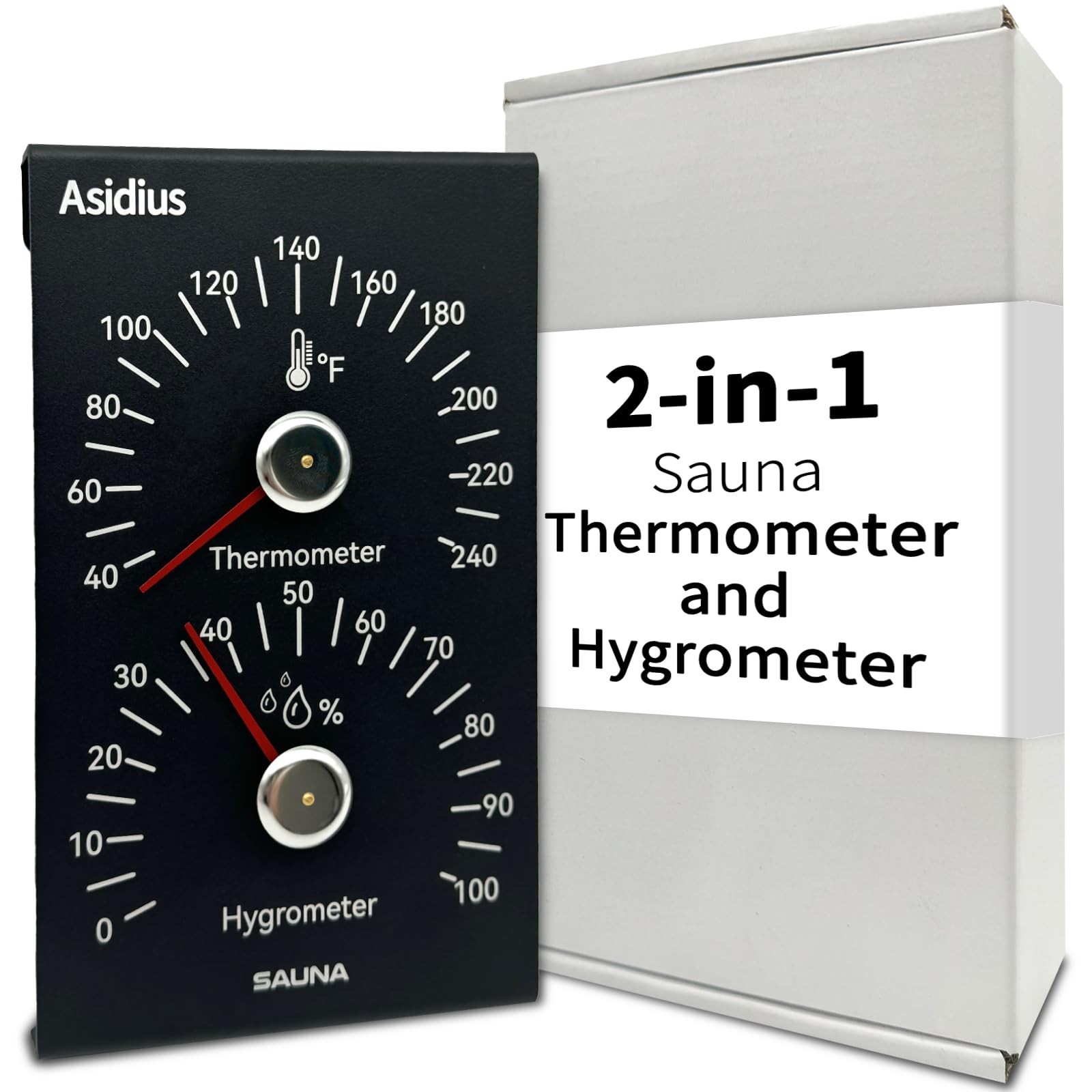 Premium Aluminum Sauna Thermomete- 100% Anodized Aluminum, 2 in 1 Indoor Saun...