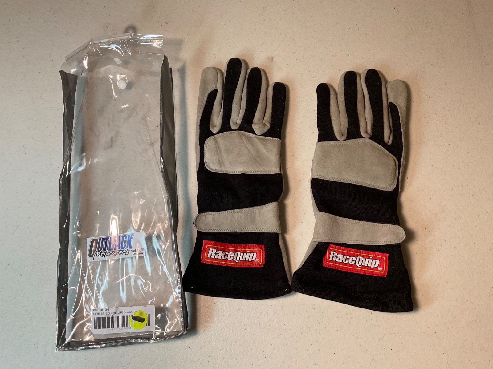 RaceQuip 351005 351 Series Driving Gloves - SFI 3.3/1 - Black/Gray- Large IMCA