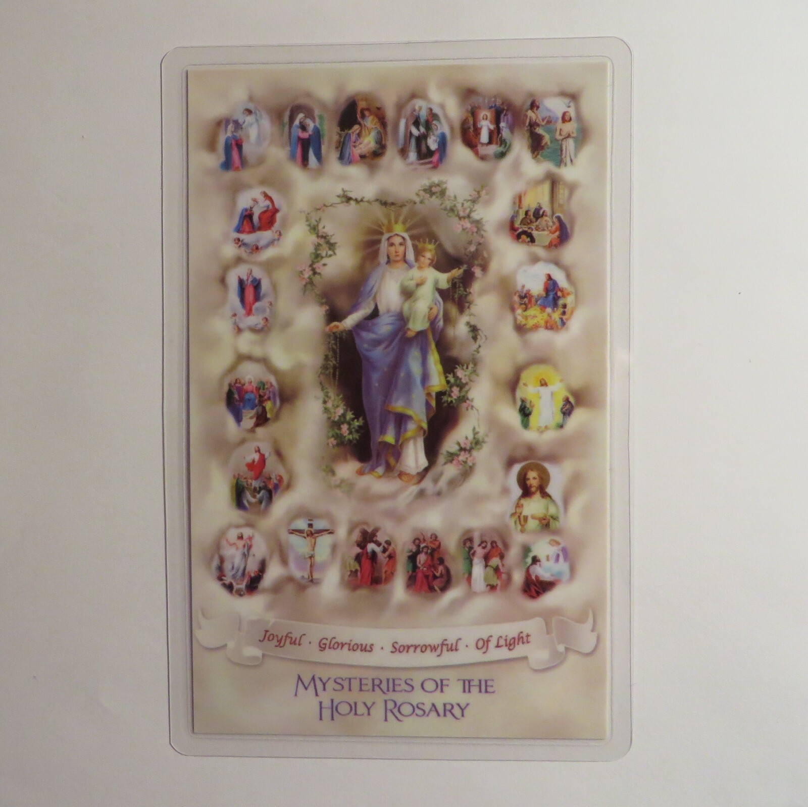 The Mysteries of the Rosary (Large Print) - Laminated Holy Card