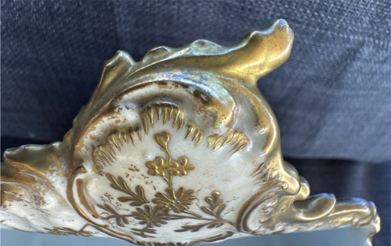 antique c. 1900 AK CD LIMOGES gilt porcelain letter holder desktop accessory