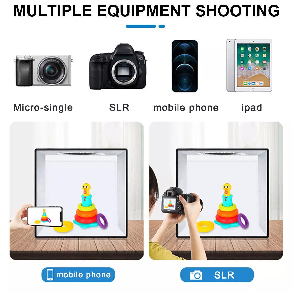 16in LED Photo Studio Light Box Portable Folding Photography Shooting Tent Kit