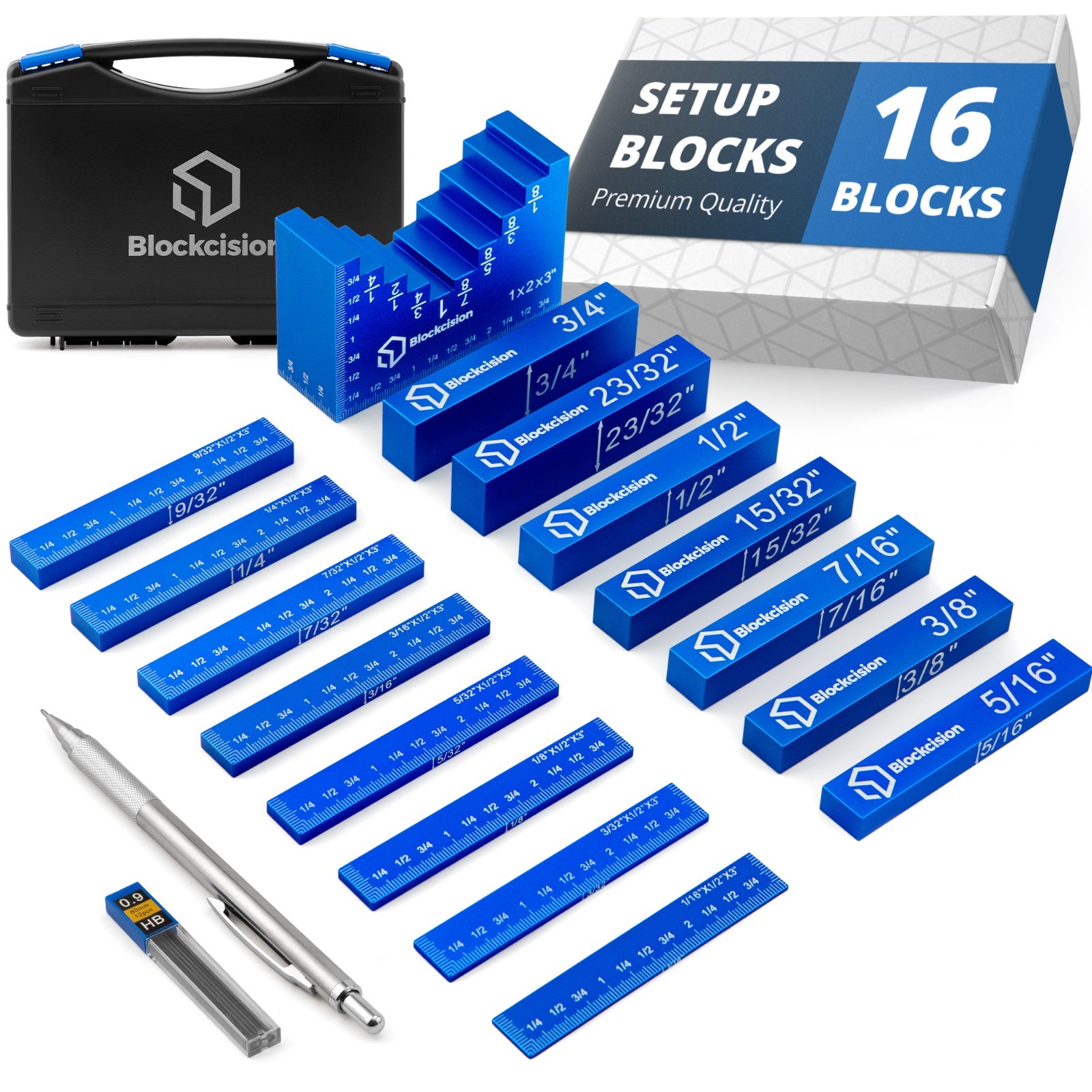 16PCS Blockcision Setup Blocks Woodworking Tools - 16 PCS Height Gauge Block Set