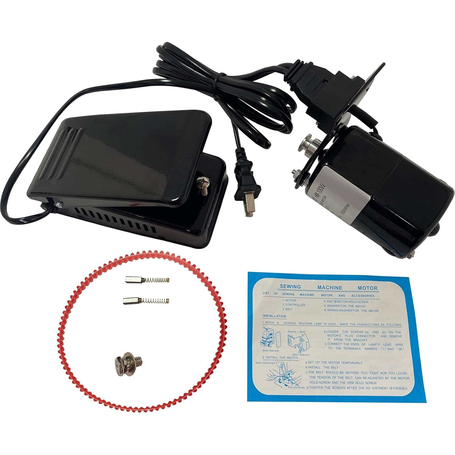 100 Watts Sewing Machine Motor. 7000 RPM. Variable Speed. 110v with Pedal