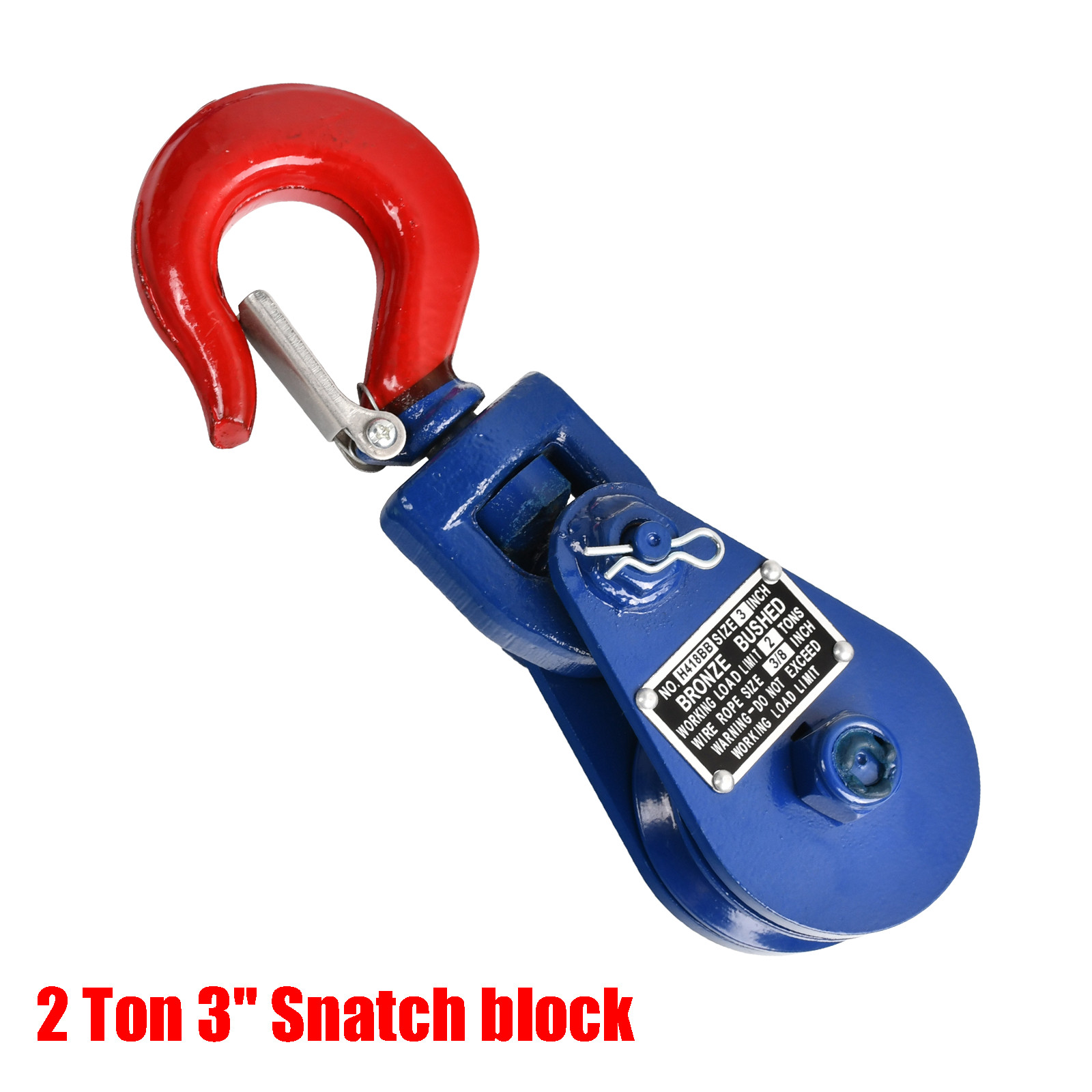 2/4/8 Ton Snatch Block with hook For Wire Rope Cable size 3/8"/1/2"/ 3/4"