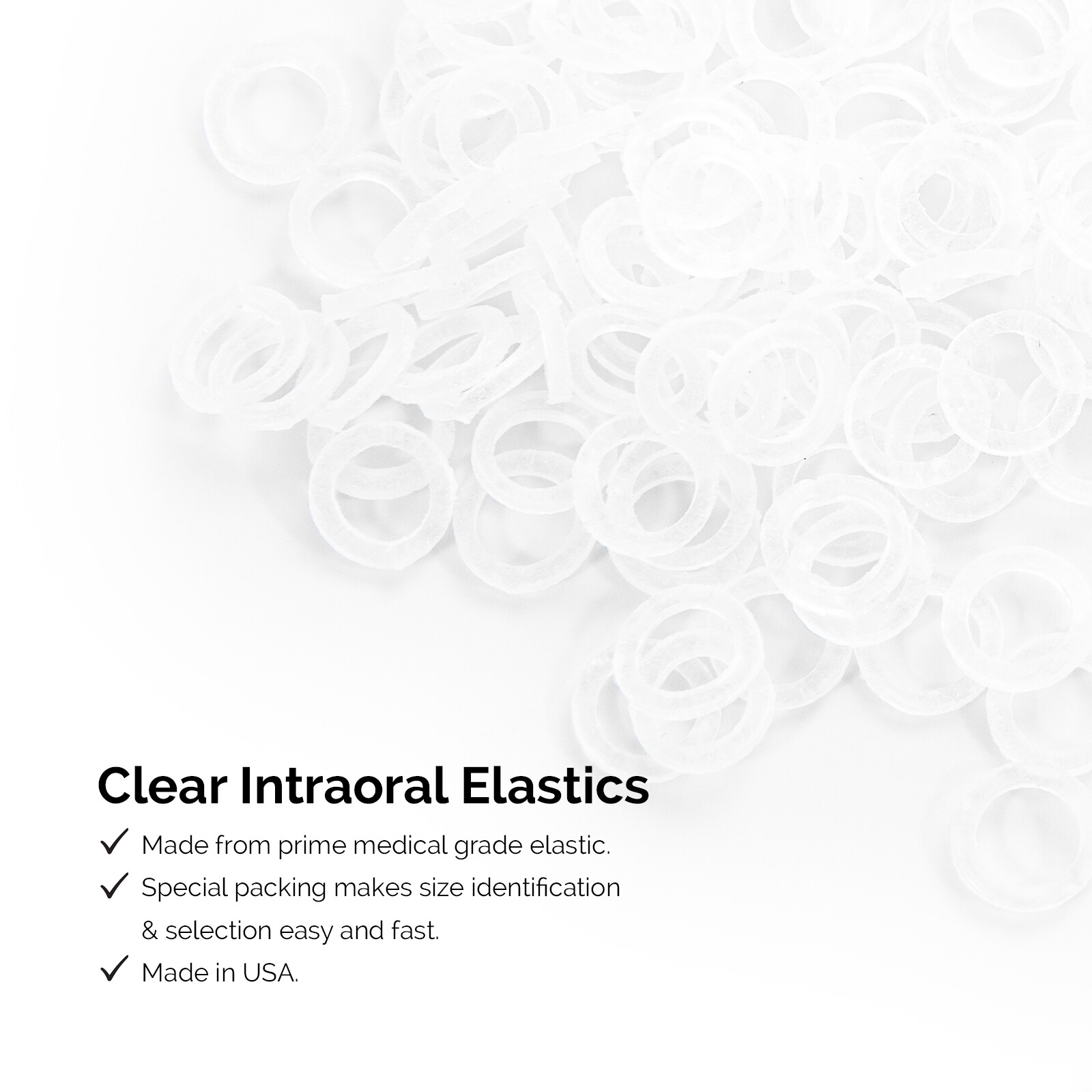 Close Teeth Gaps Orthodontic Intraoral Elastic Bands Latex-Free Made In USA