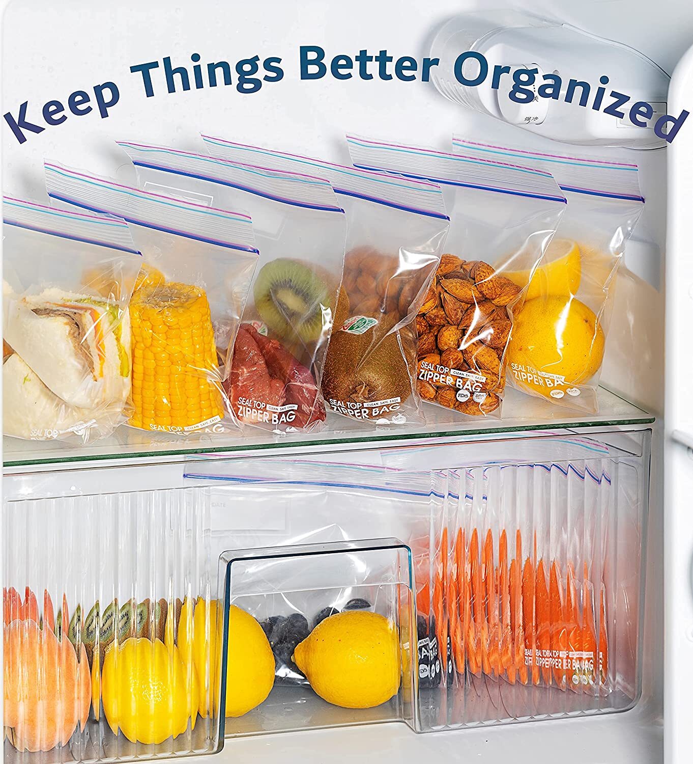 Food Storage Zip-lock Bags, Thick & Double Zipper Seal, Food Grade, Value Pack