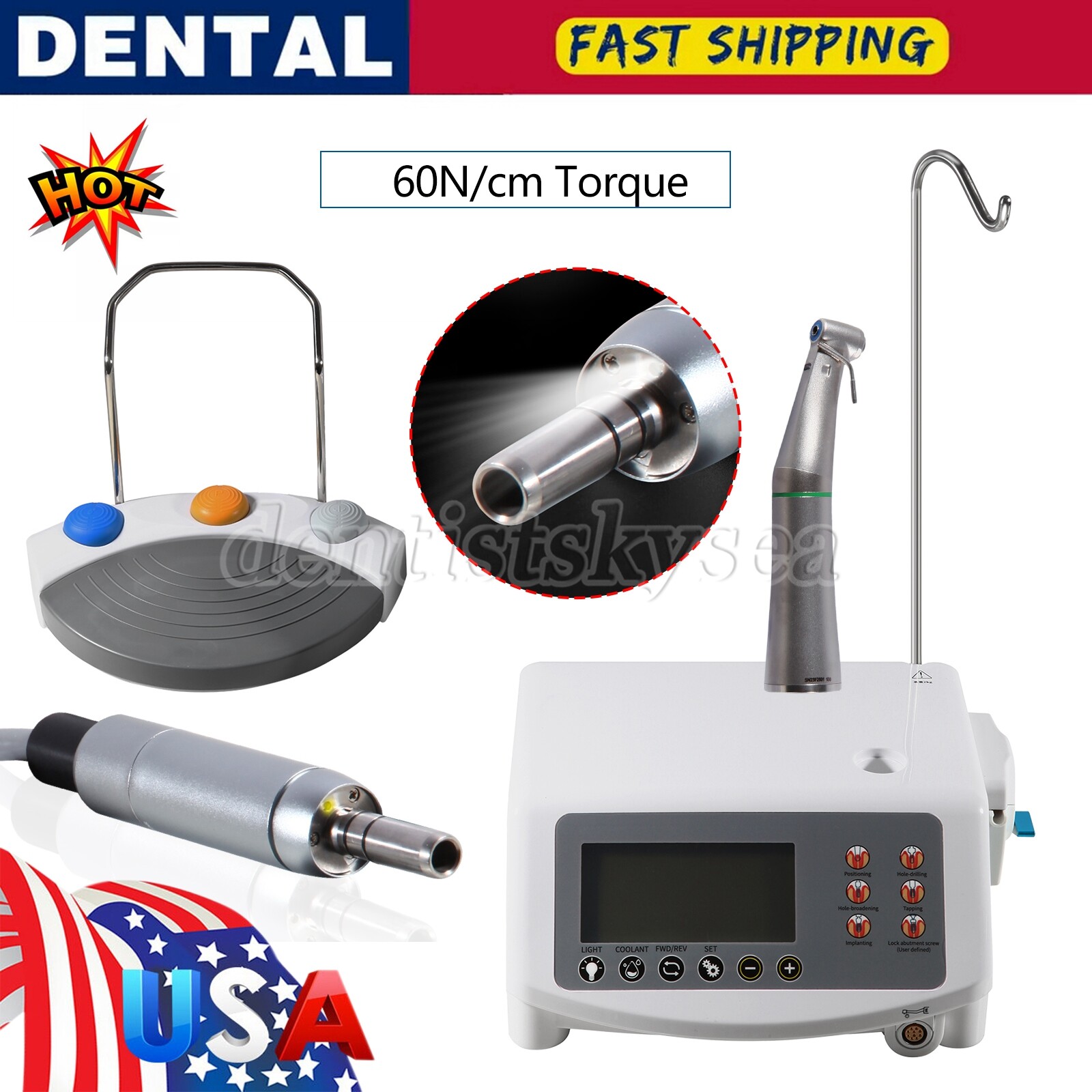 Dental Implant Surgical System LED Brushless Motor 20:1 Contra Angle 110/220V