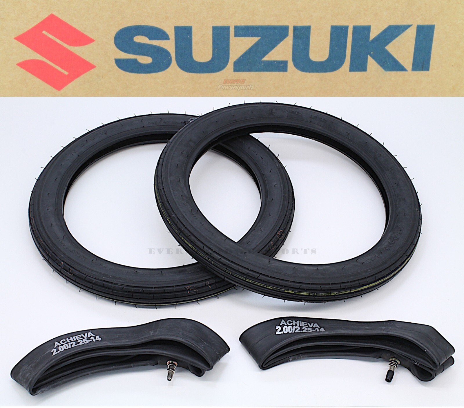Tires & Tubes Set 80-91 FA50 FA50M Shuttle 2.25-14 Genuine Suzuki #A94