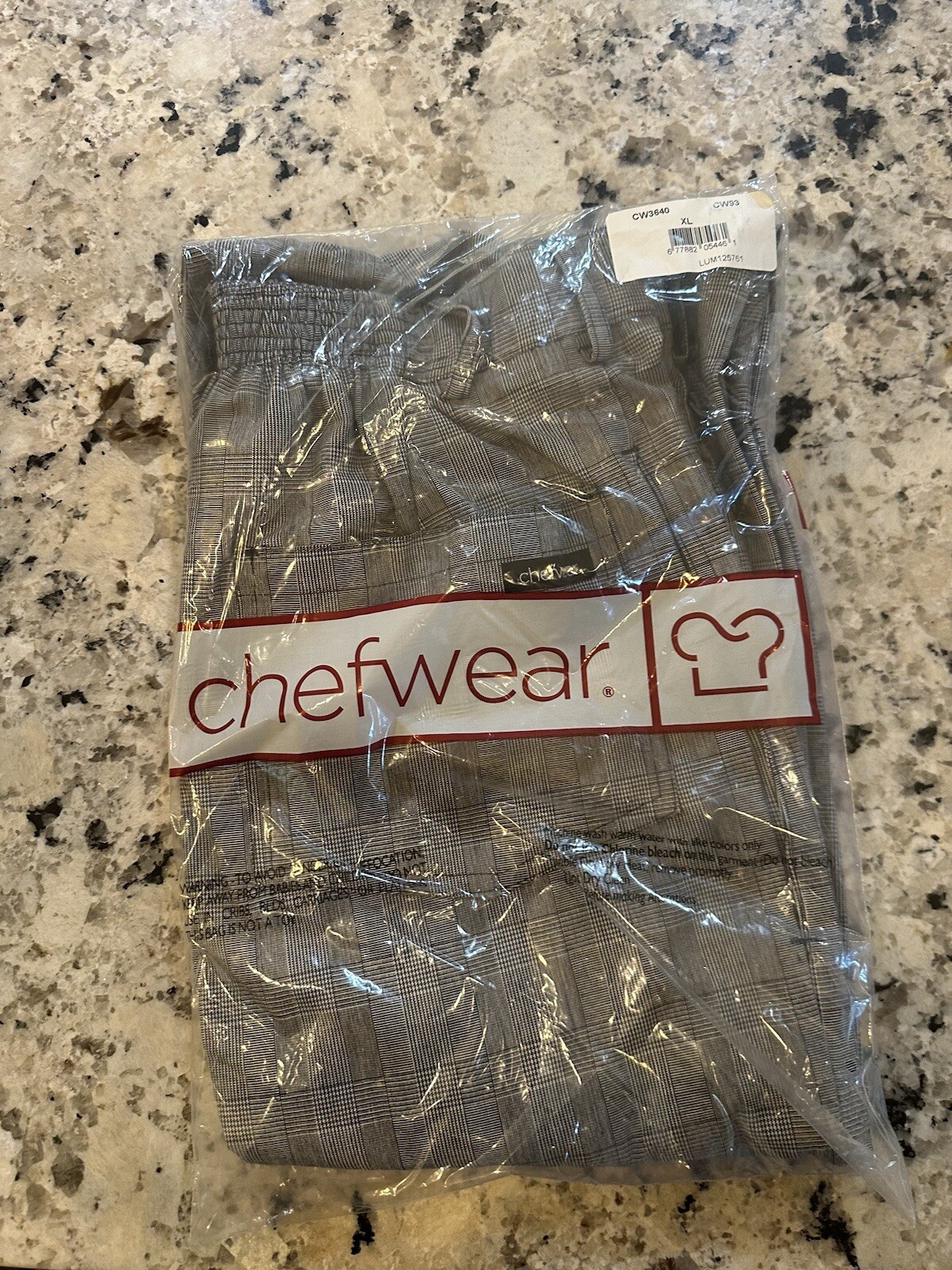Chefware 100% Cotton Classic Fit Check Pants Size XL