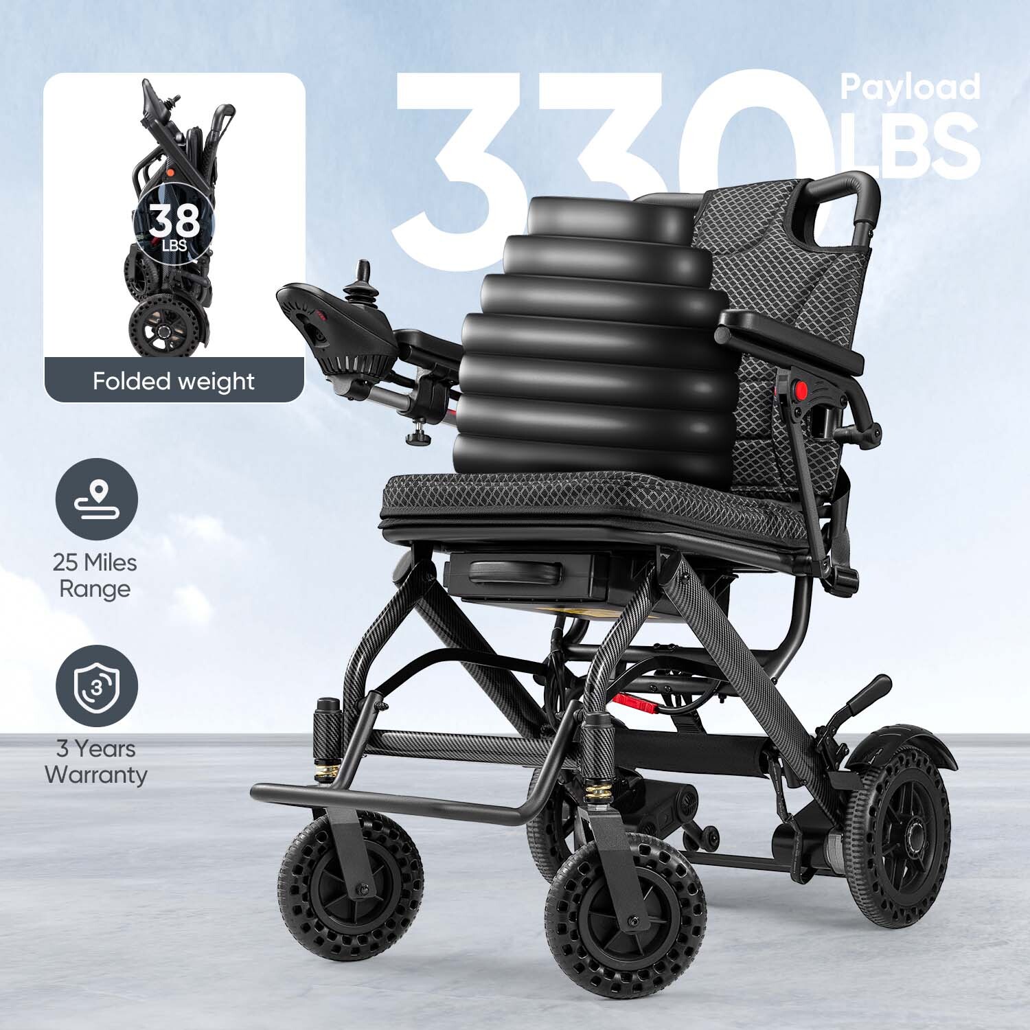 Used Foldable Electric Wheelchairs Intelligent Lightweight For Airline Seniors