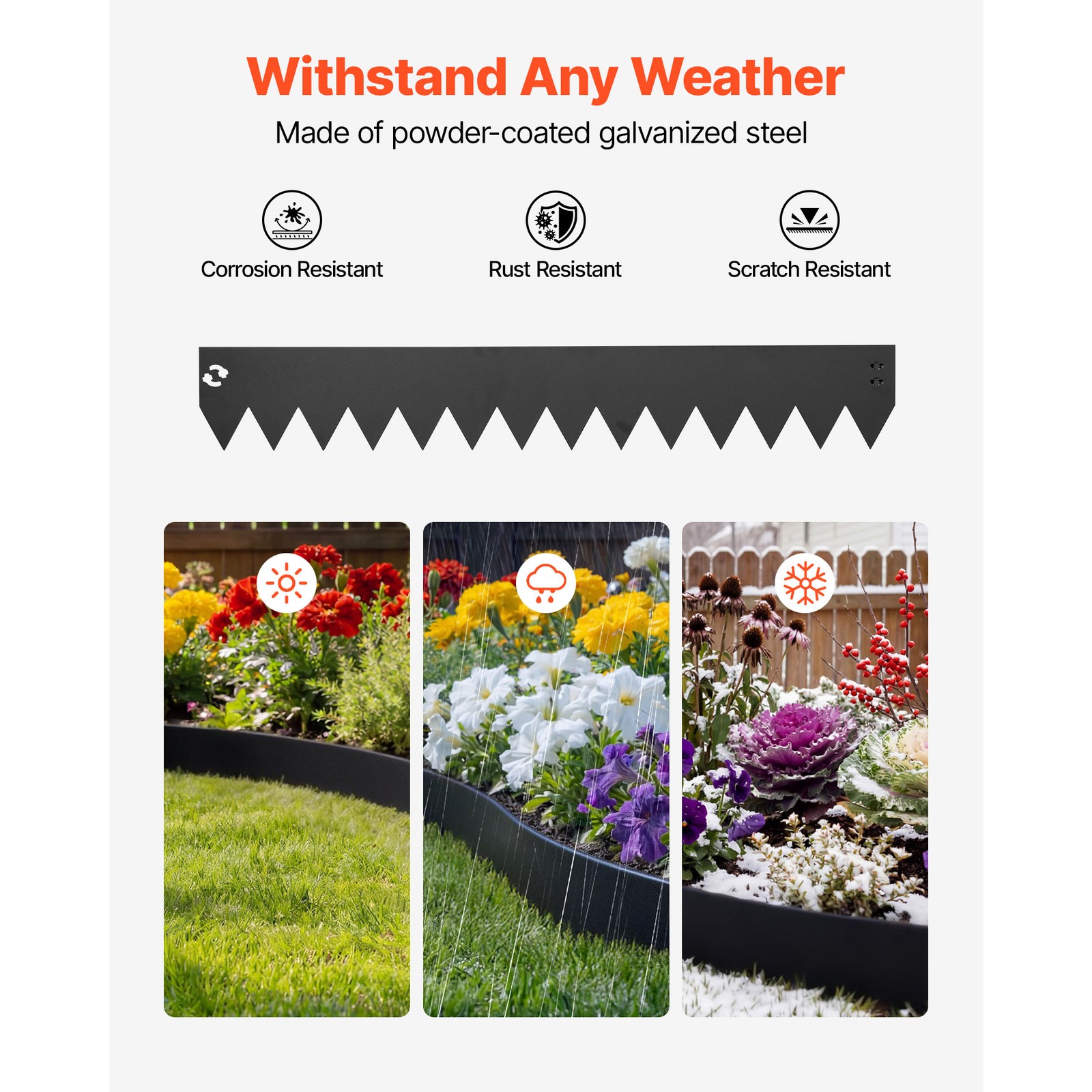 Uimoso Galvanized Steel Garden Edging 40 x 6 in Flexible Metal Landscape Border