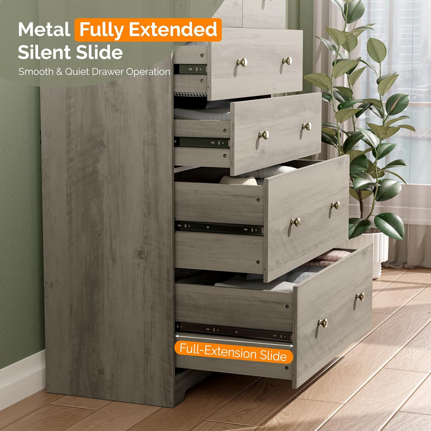 Dresser for Bedroom with 6 Drawers Tall Wood Chest of Drawers 6 Drawer Dresser