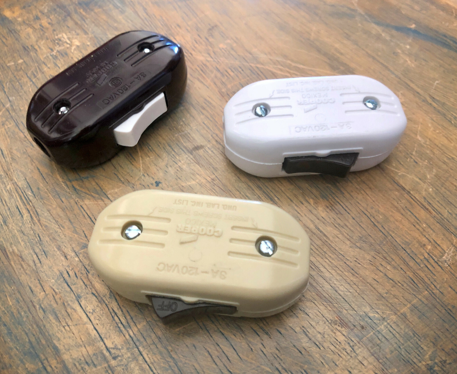 Inline Cord Switch- Cooper Vintage Style Rocker Feed Thru Switch, Lamp Wire Fans