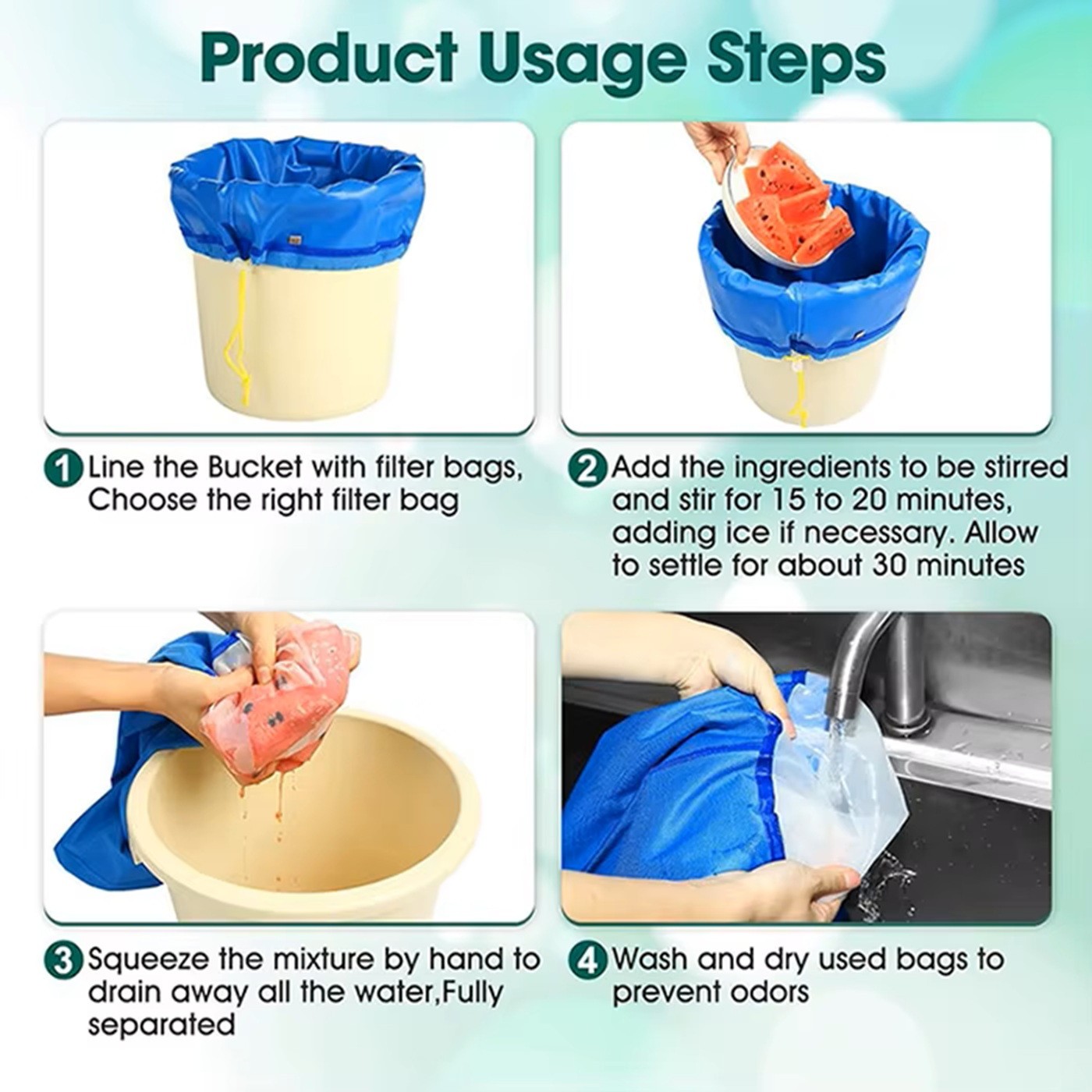 5 gallon - 8 bags Flower Ice Extraction Multi-Micron Filter Bag Kit