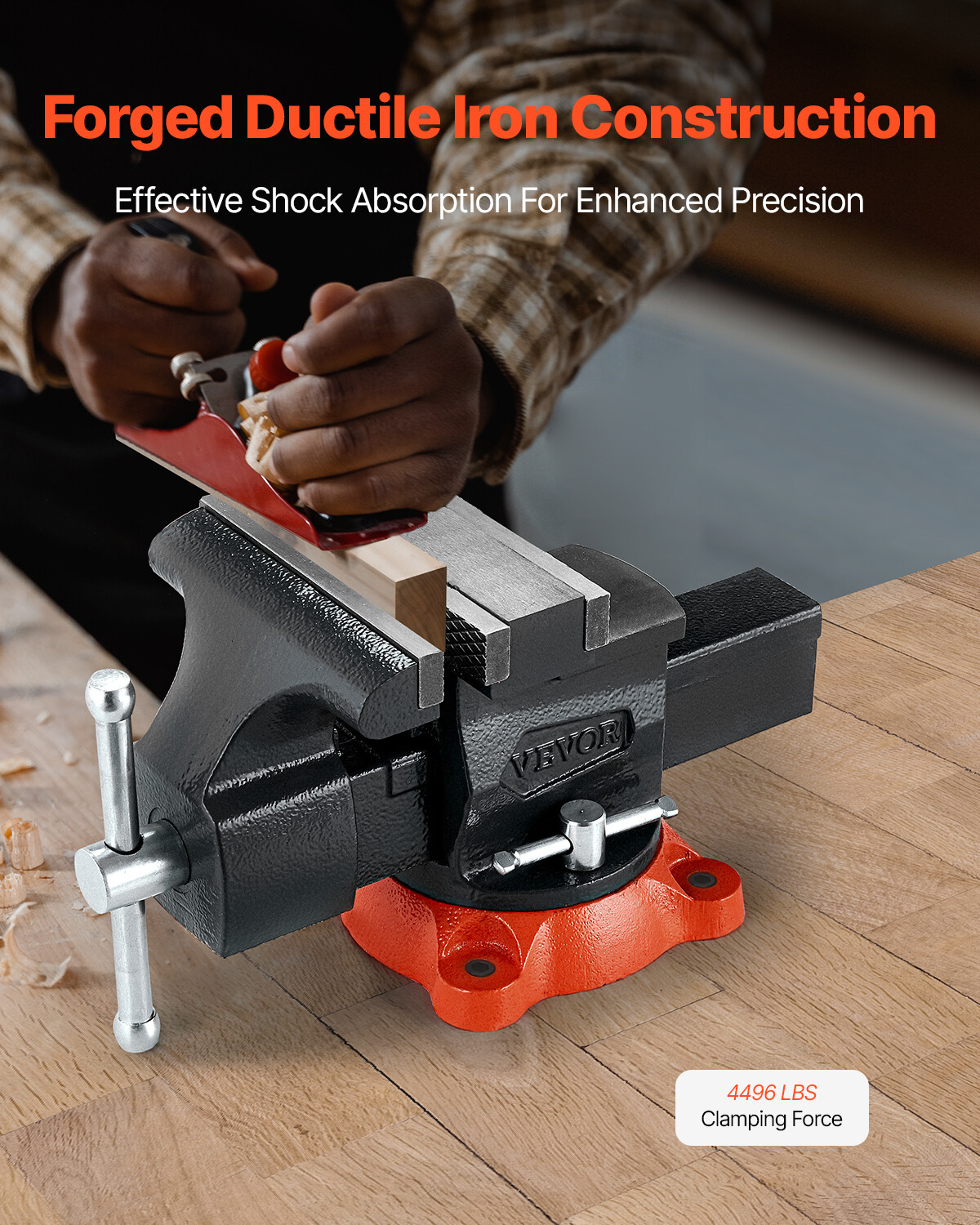 5.5" Bench Vise Multipurpose Heavy Duty Ductile Iron Swivel Locking Base