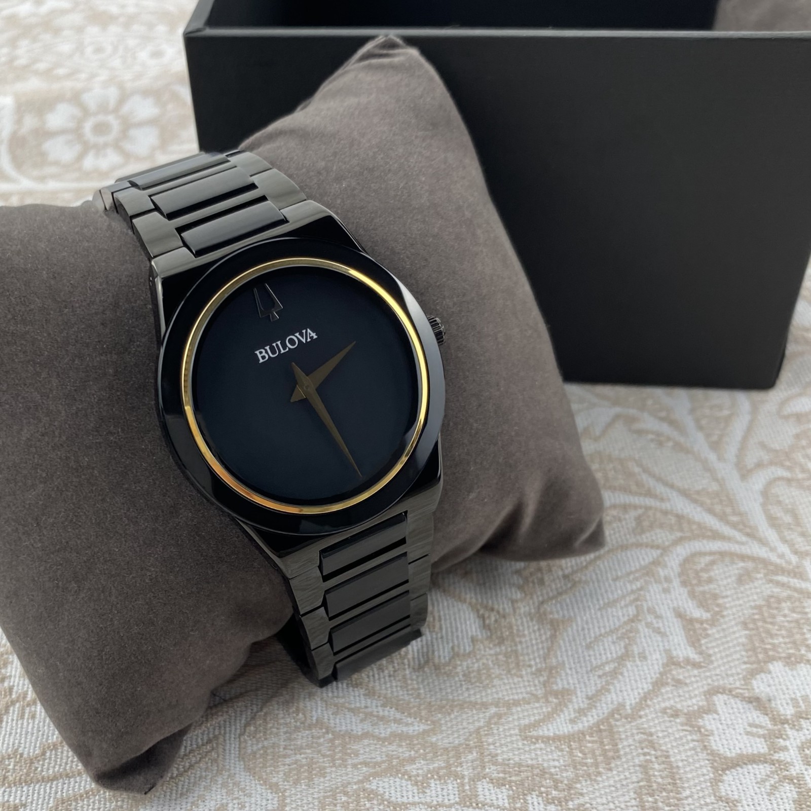 Bulova Millennia 98A313 Men's Quartz Watch 41mm Black Gold Dial Stainless Steel