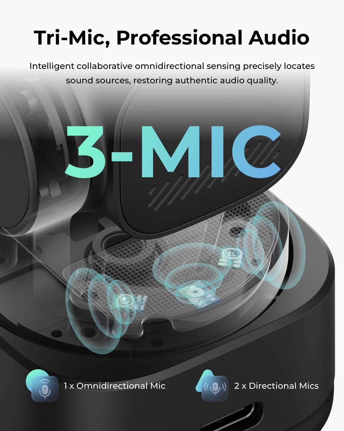 US OBSBOT Tiny 3 Lite AI-Powered Spatial Audio 4K Webcam for Laptop, Streaming