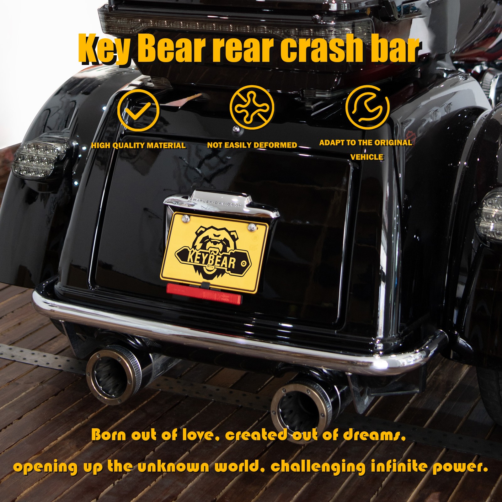 Harley Davidson Rear Crash Bar fit for 2009-2024 Triglide/20-22 CVO Tri Glide Gu