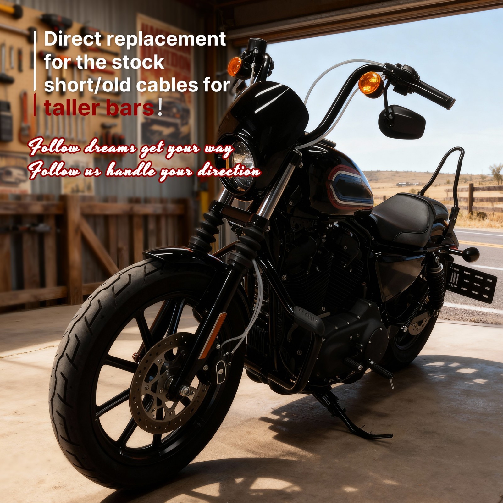 2014-2024 Sportster ABS Brake Line Clutch Cable for Harley XL 883 1200 12 in Bar