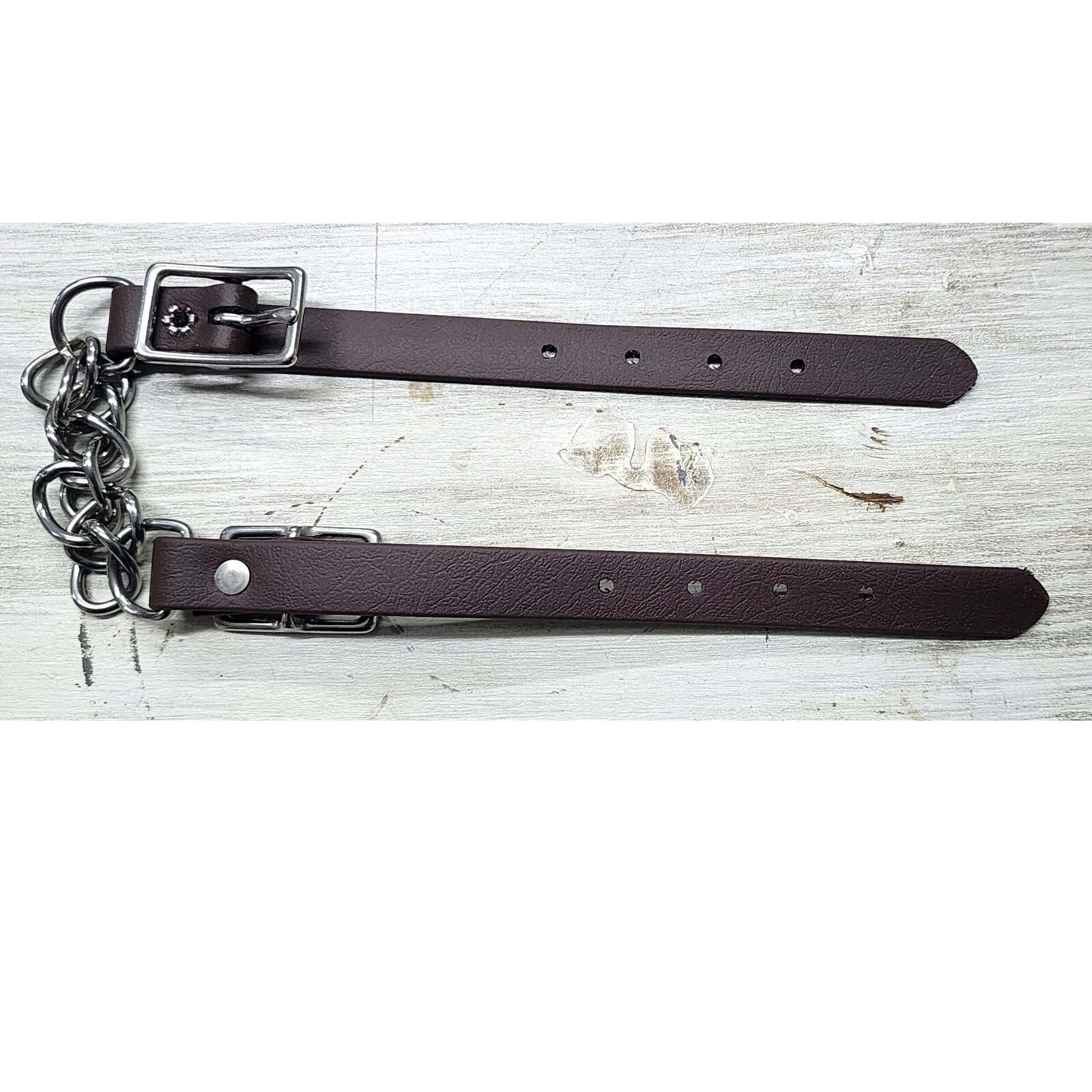 New Biothane Dark Brown Chrome Twisted Wire Curb Chain