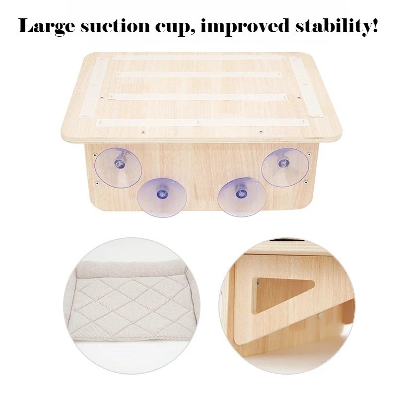 Cordless Cat Window Perch, Cat Hammock for Wall with 4 Strong Suction Cups US