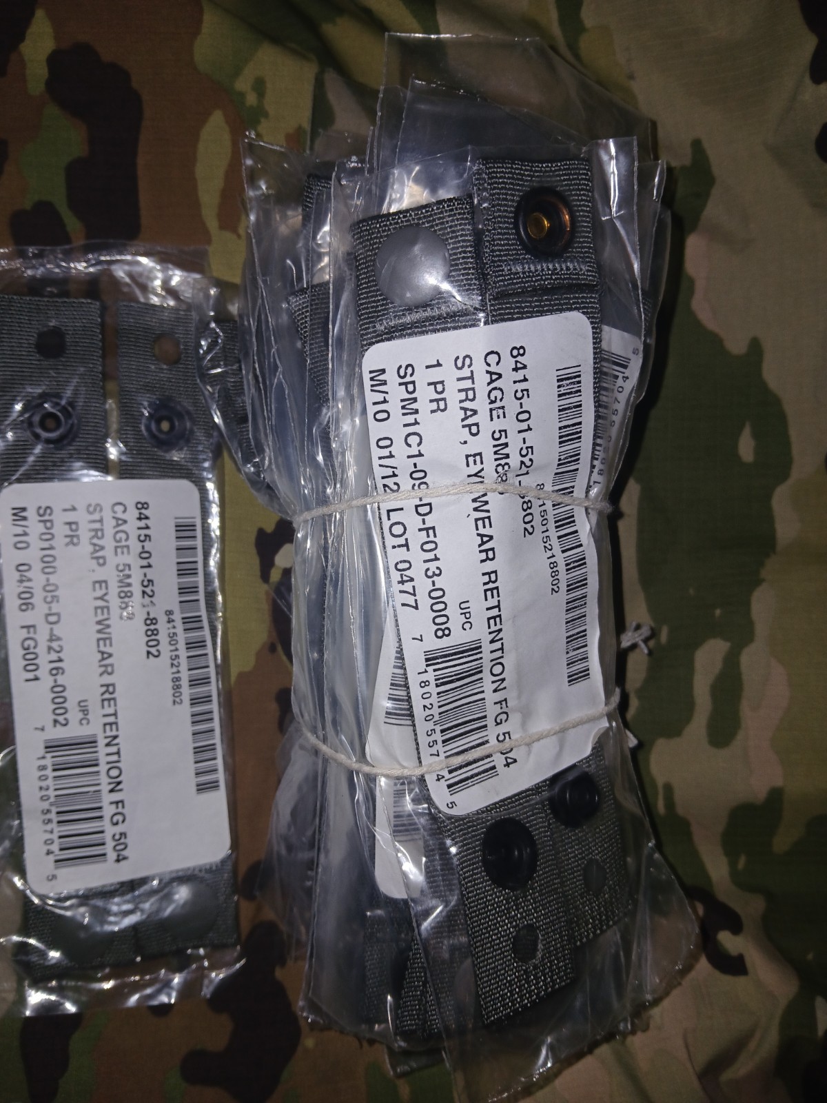 Lot of 12 ACH Eyewear Retention Straps, Foliage Green NSN 8415-01-521-8802 New