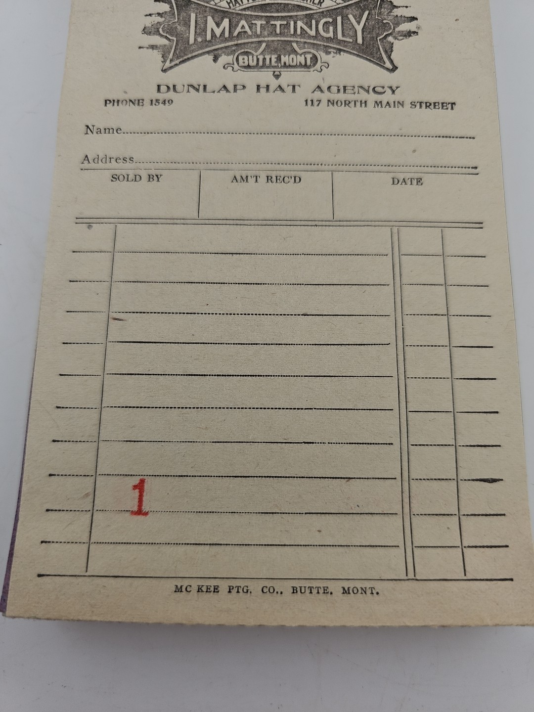 Vtg. 50 Recept Book forDunlap Hat Agency, 1901 Letterhead, Matter & Furmisher