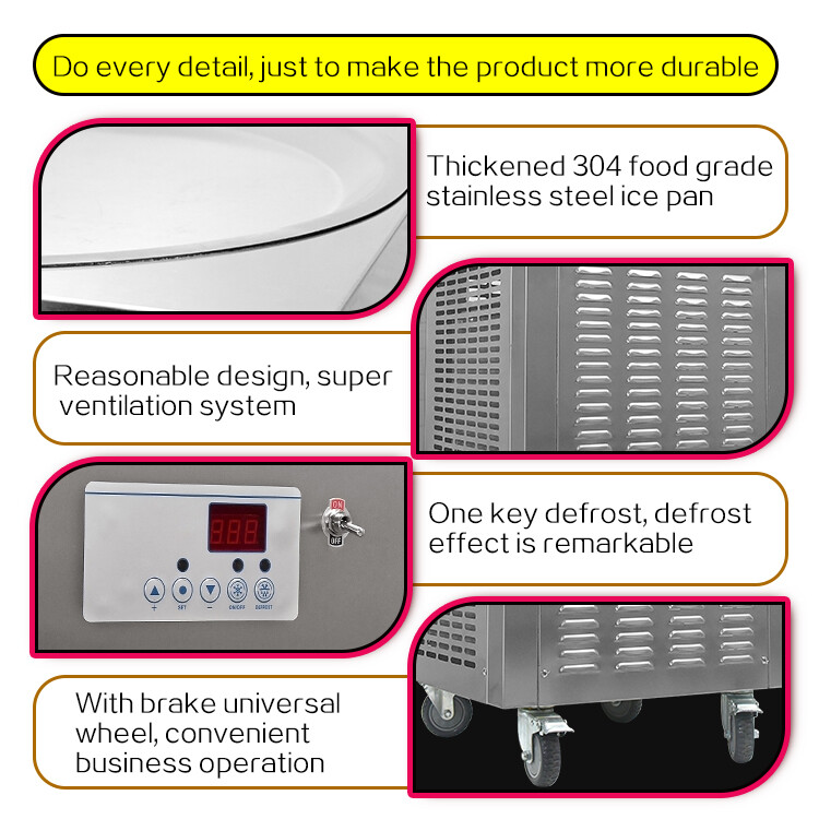 Kolice ETL Commercial Fried Ice Cream Roll Machine-22'' Round Pan,Auto Defrost