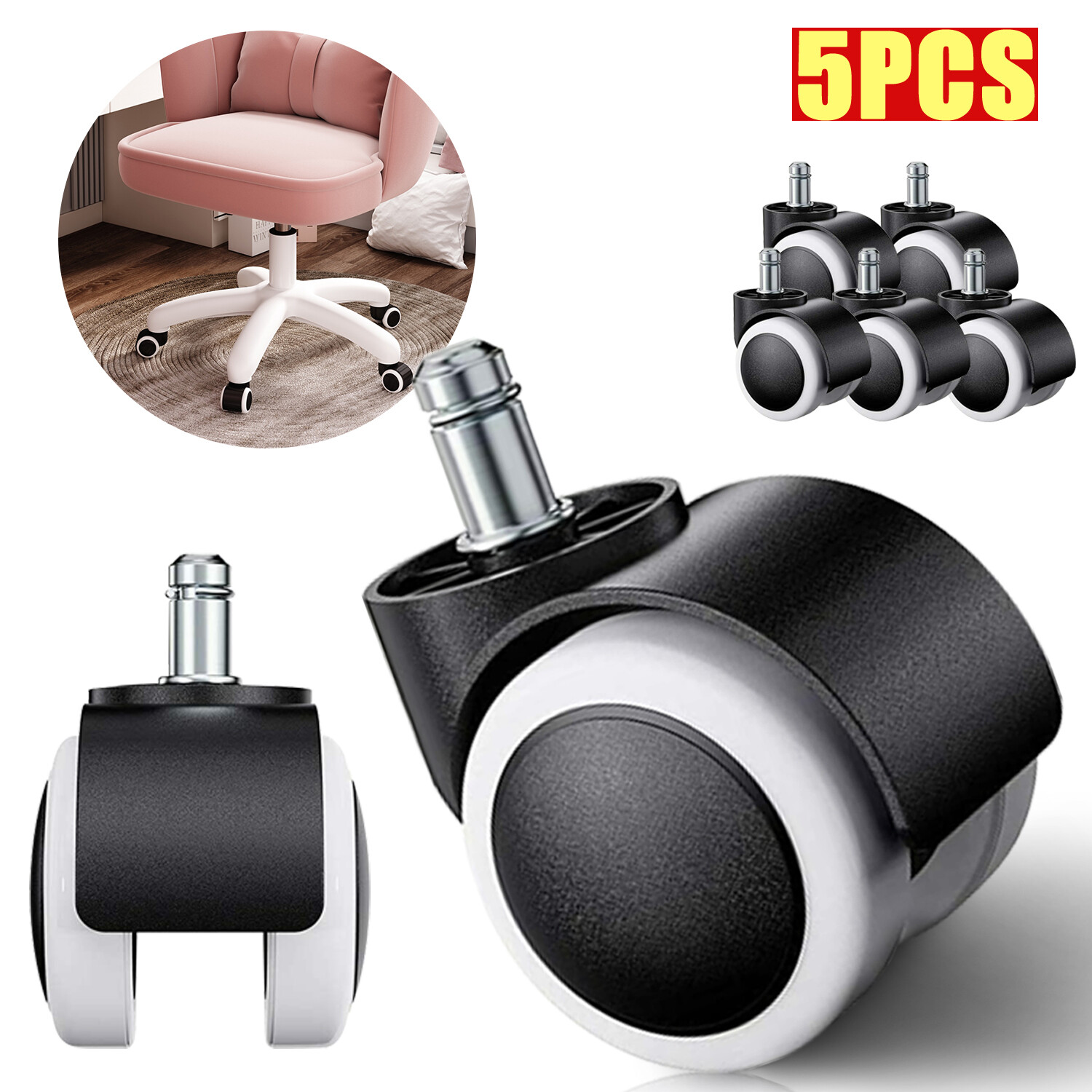 Universal Chair Casters-2" Heavy Duty Swivel Wheels|Office Chair Replacement Set