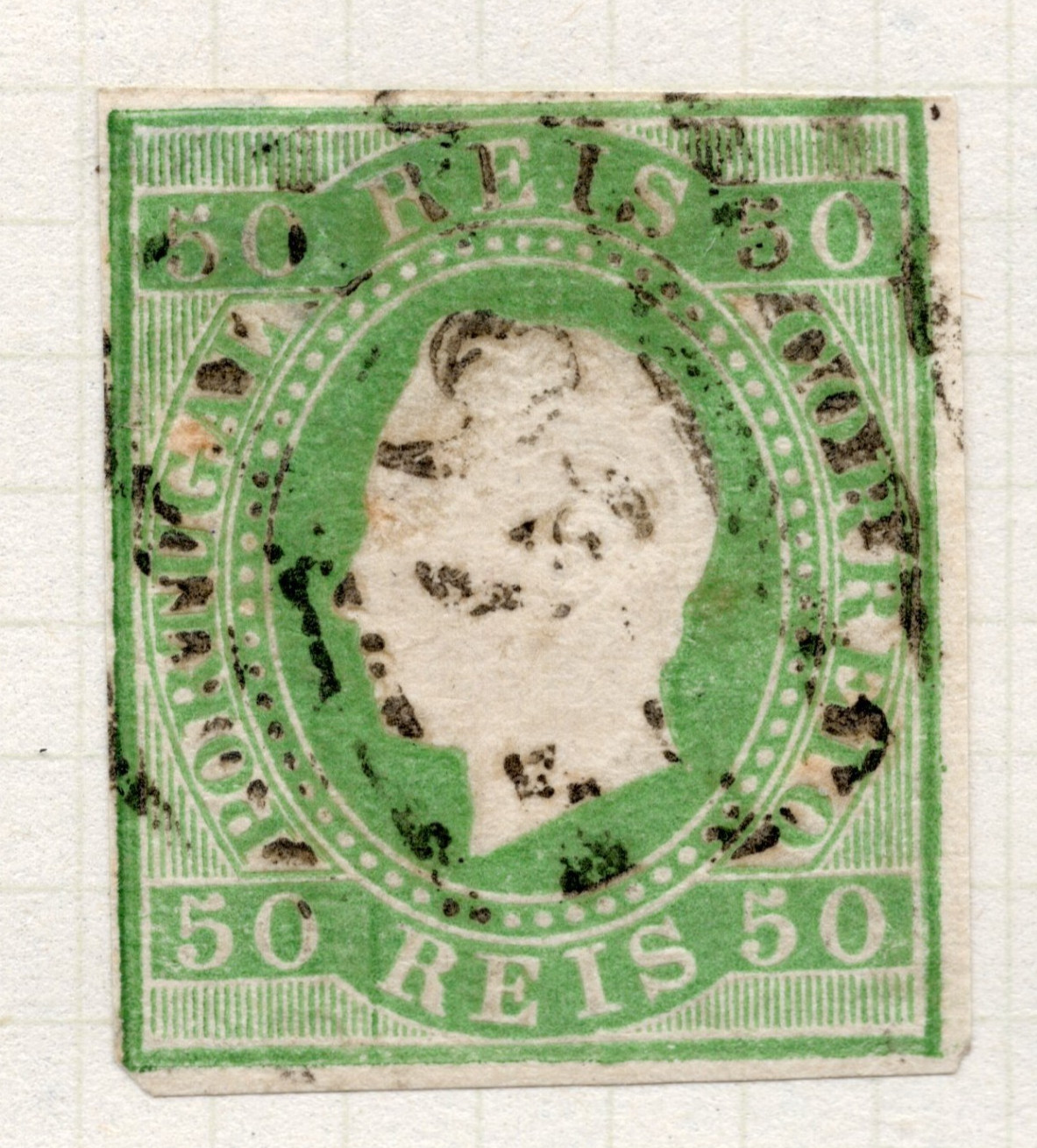 Portugal 1870-84 King Luiz 50 Reis pale grn Used VLH Scott Cat# 42a?