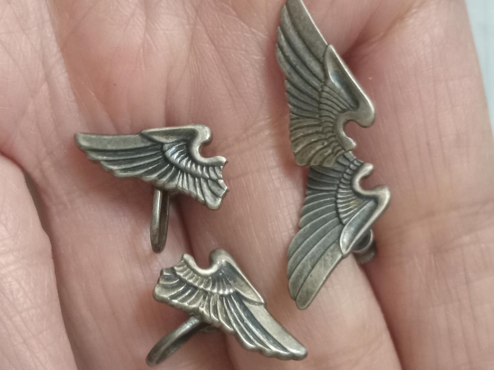 Rare WWII WW2 Sterling Silver Army Air Forces HALF WINGS Sweetheart Earrings Lot