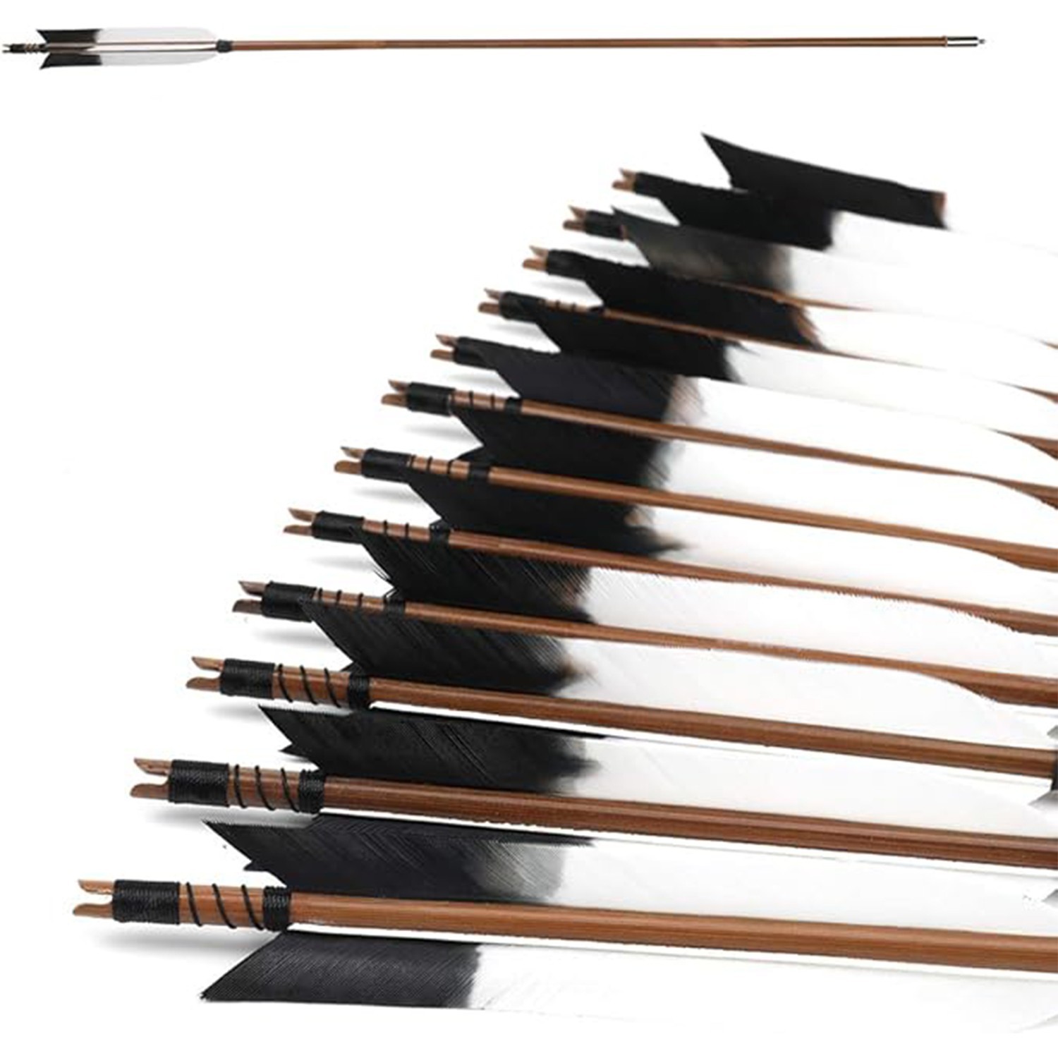 Archery Bamboo Arrows, 12 Pack Hunting Arrow for Yumi Traditional & Recurve Bow