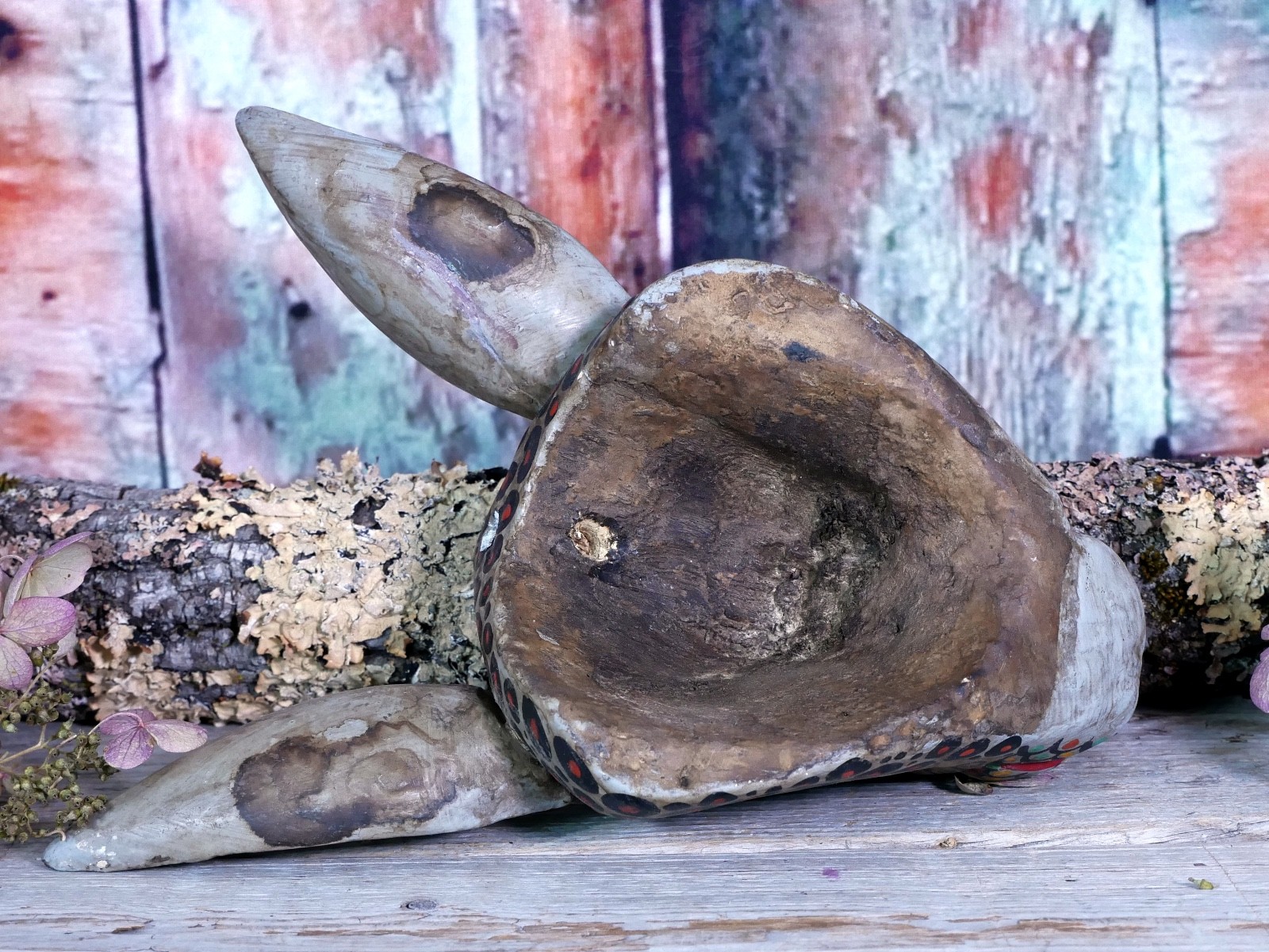 Donkey Mule Wood Mask Handmade Guerrero Mexican Folk Art Distressed to Look Old