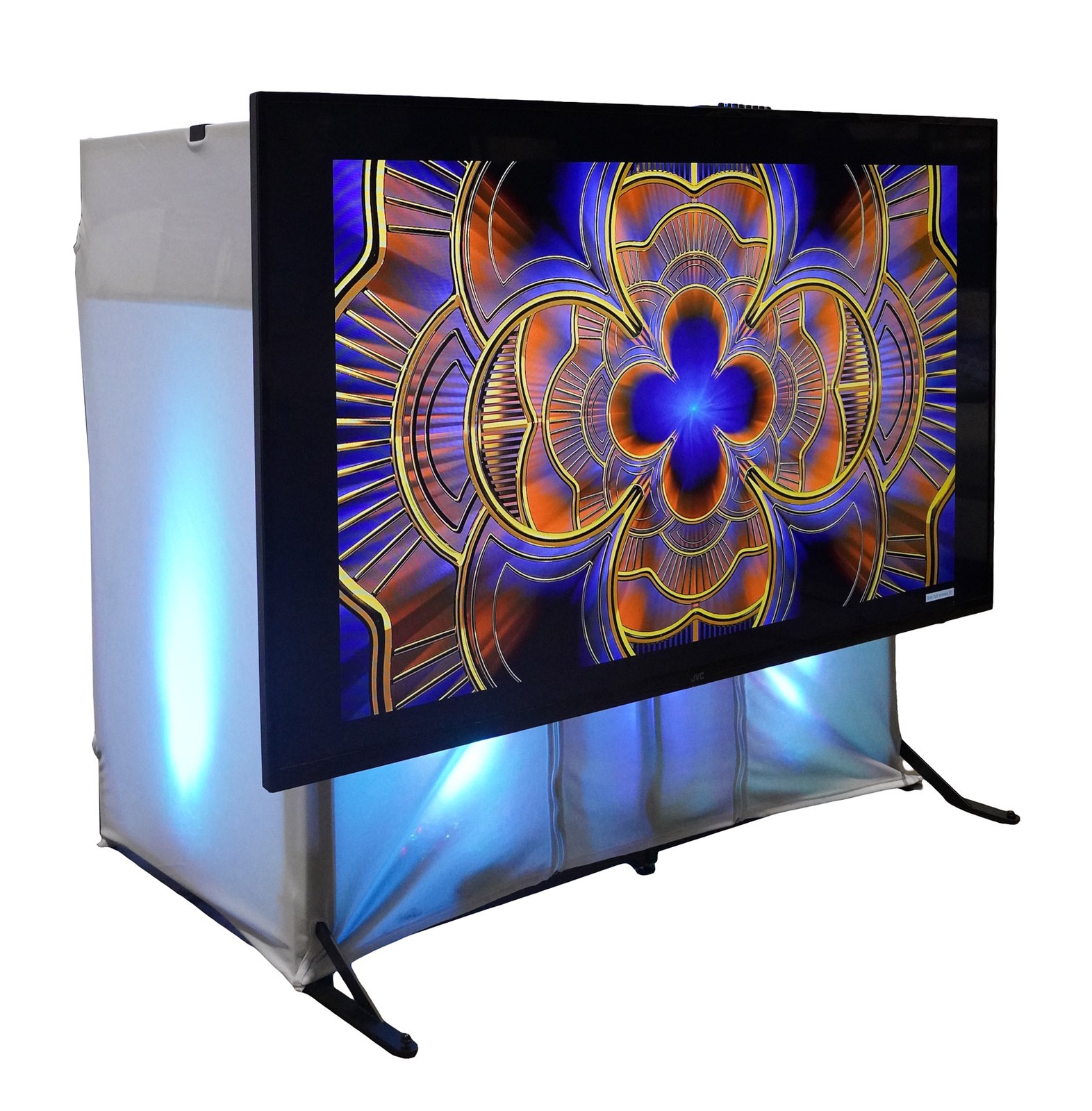 Rockville ROCKBOOTH TV DJ Booth Table Facade w/ 70" TV Mount Stand+Travel Bag