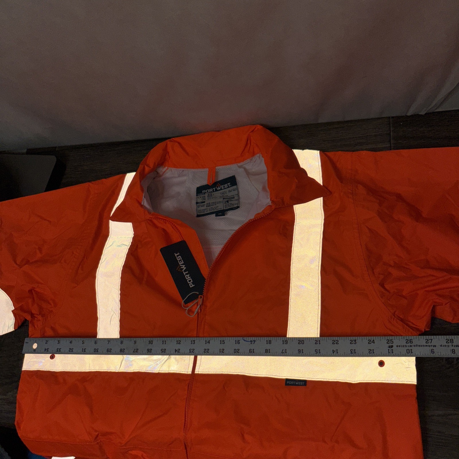 Portwest UH440 Hi-Vis Orange Rain Jacket XL Reflective Work Safety Logo