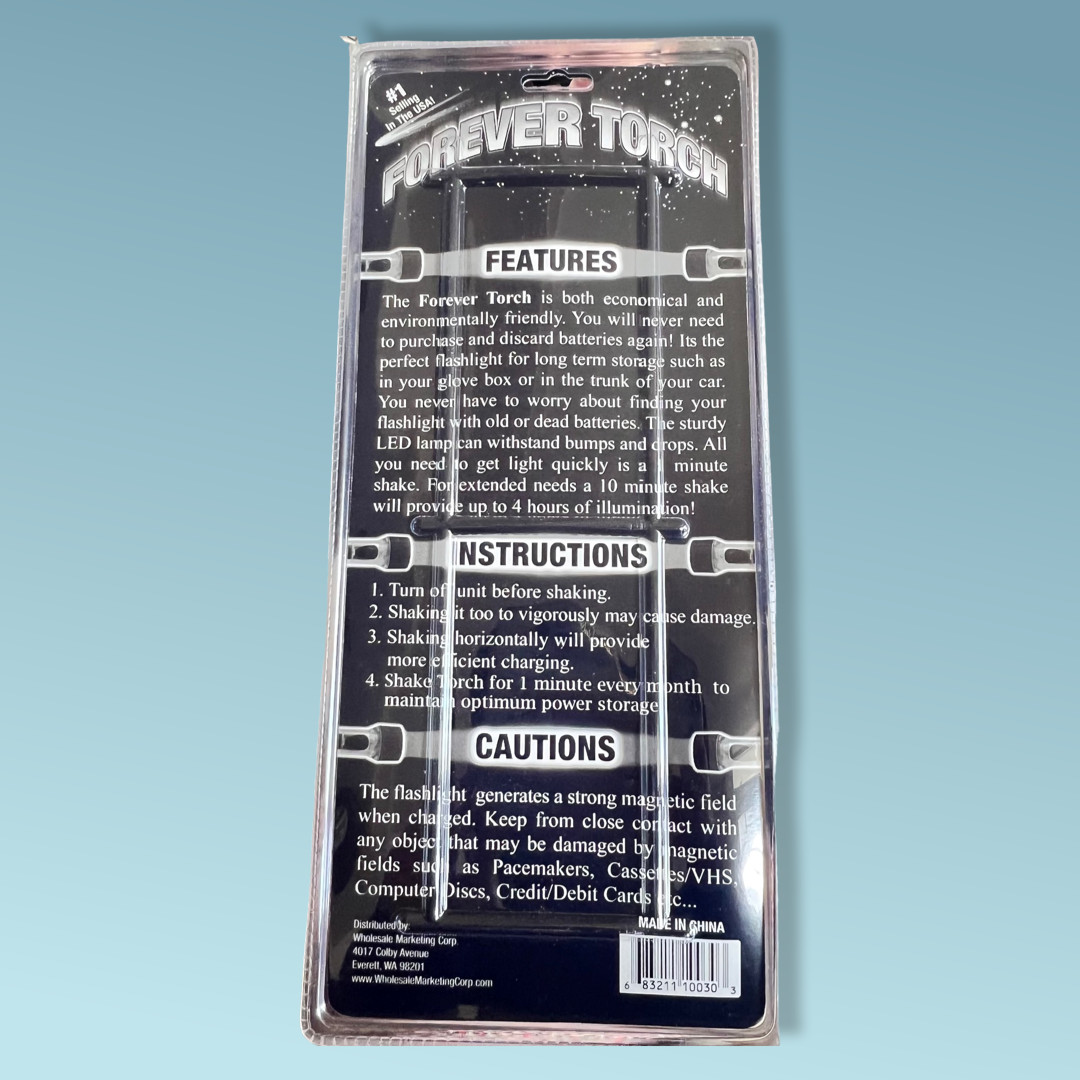 “Forever Torch” Flashlight - Just Shake No Batteries.