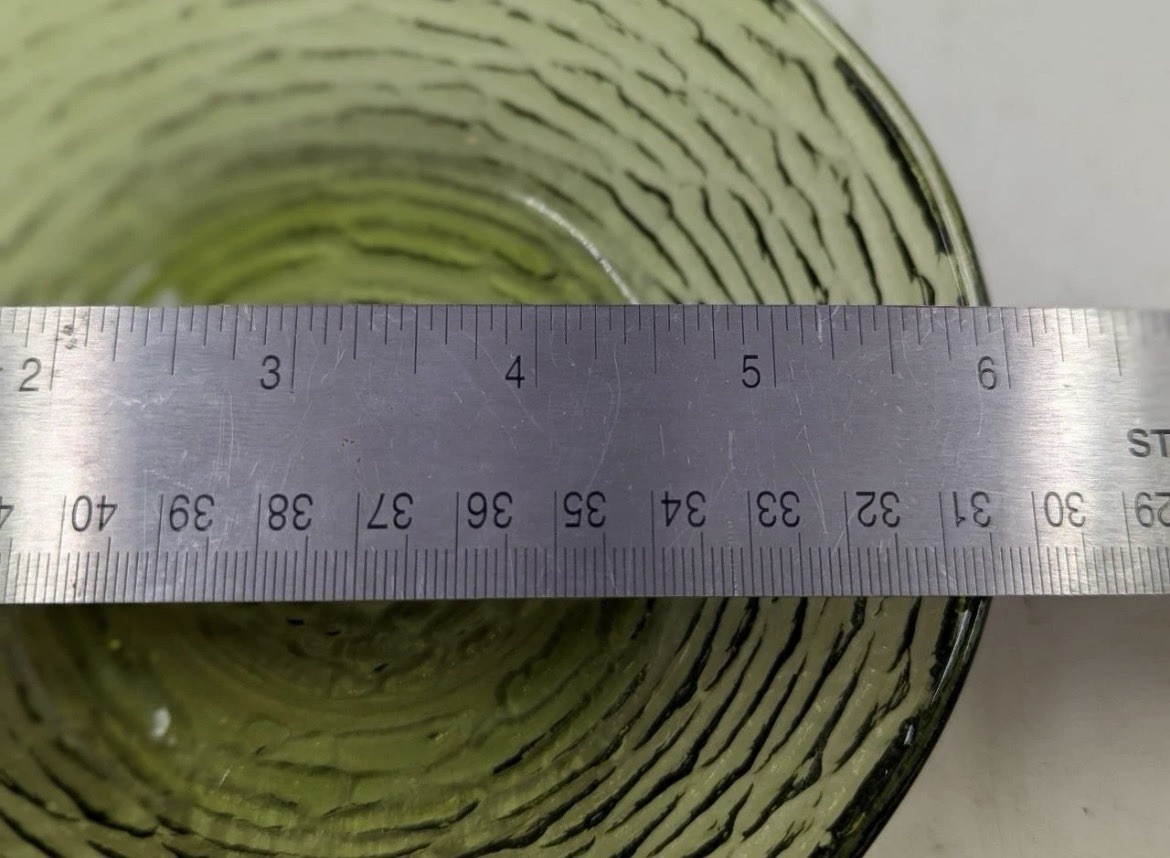 Set of 4 MCM Anchor Hocking Soreno Avocado Green Glass Bark 6" Salad Cereal Bowl