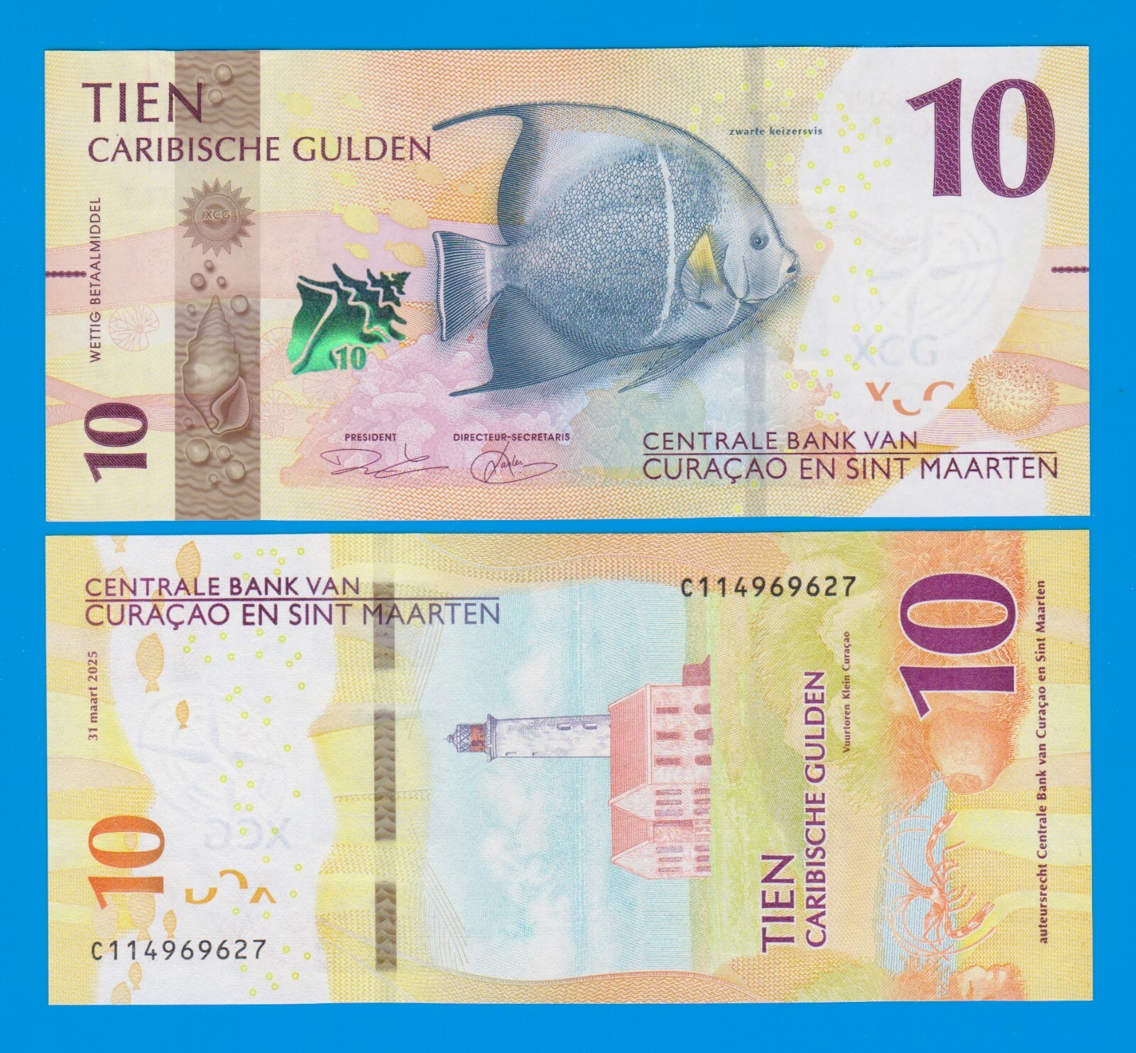 CURACAO and SINT MAARTEN 10 Caribbean Gulden P 1 NEW 2025 UNC