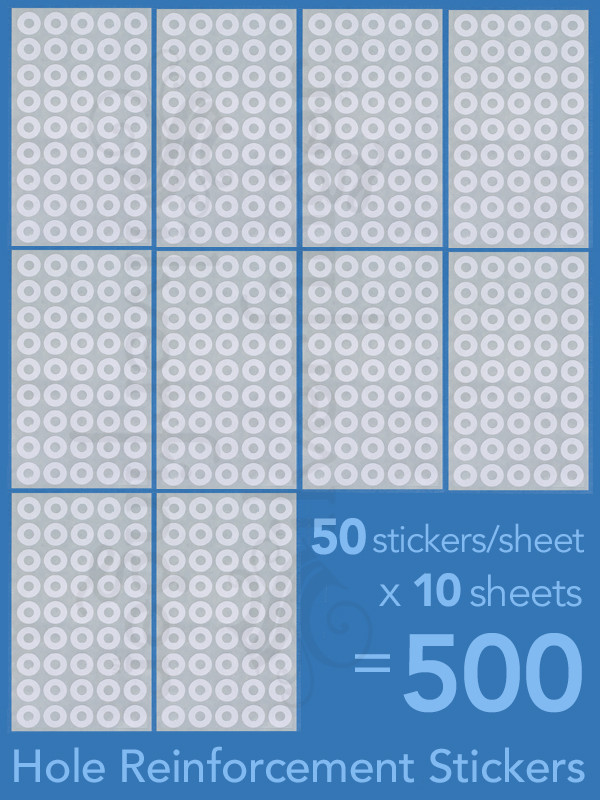 500ct Paper Hole Reinforcements — Label Sticker Binder Ring Punch Hole Protector