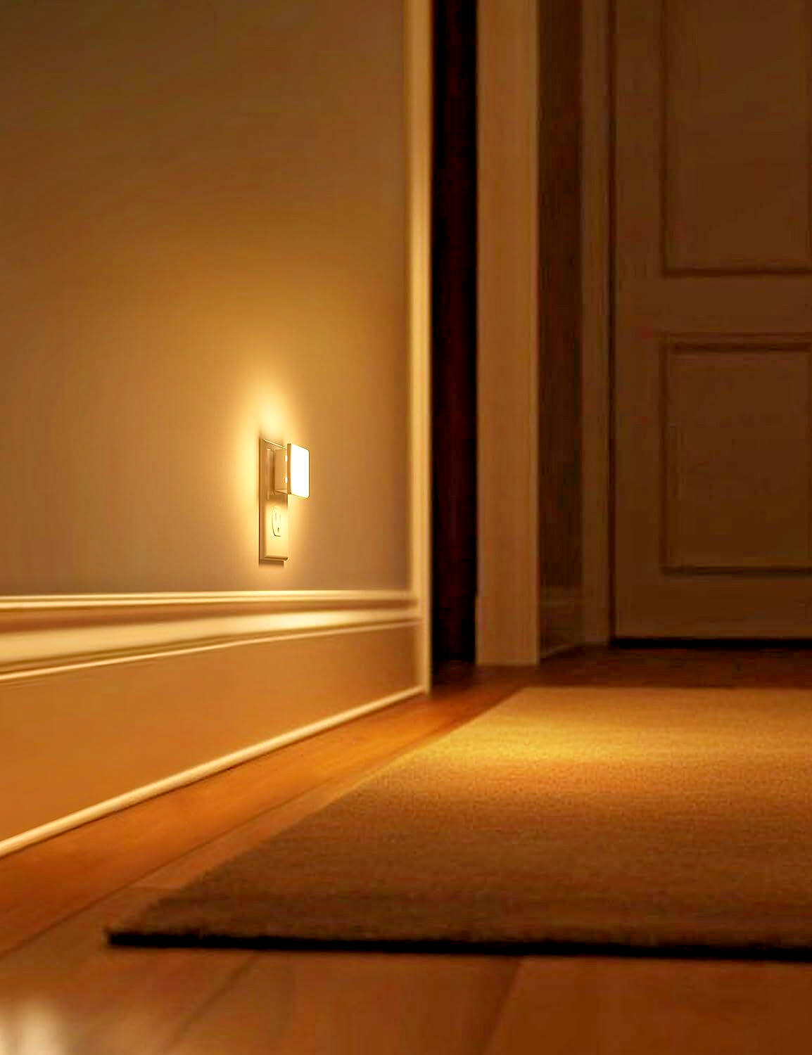 2 X Plug in LED Night Light 3000K Soft White .3W Bright Auto Dusk to Dawn Sensor