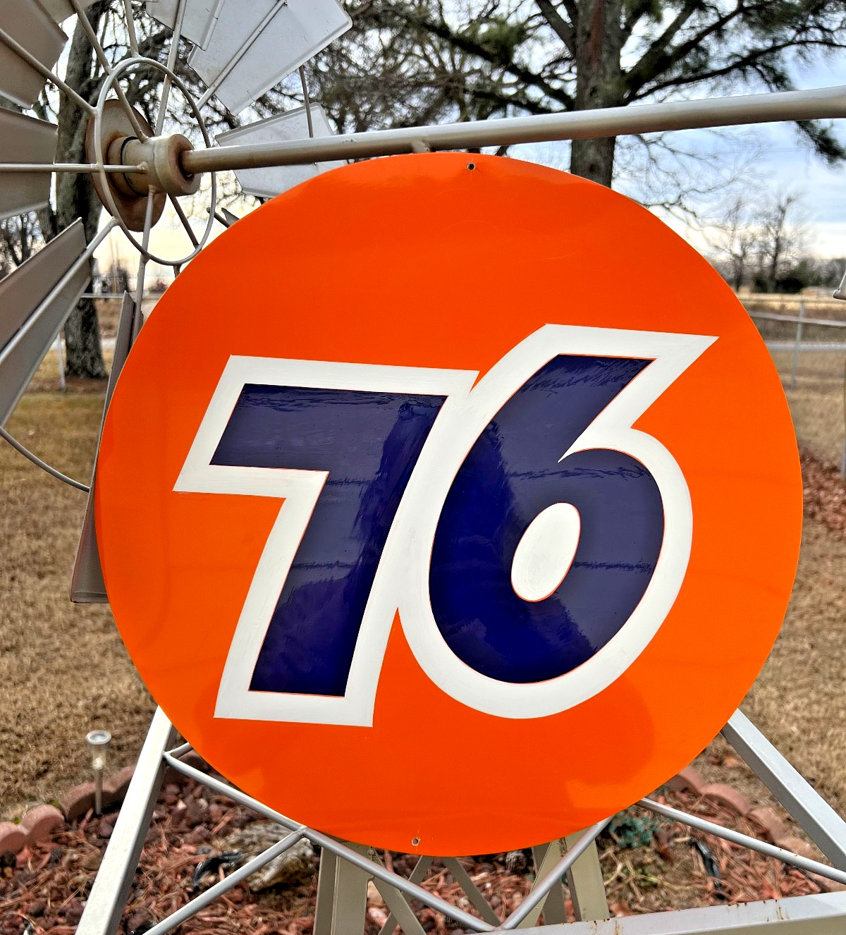 16" Round HAND PAINTED SIGN Union 76 Ball Gas Oil Station Shop Garage Art