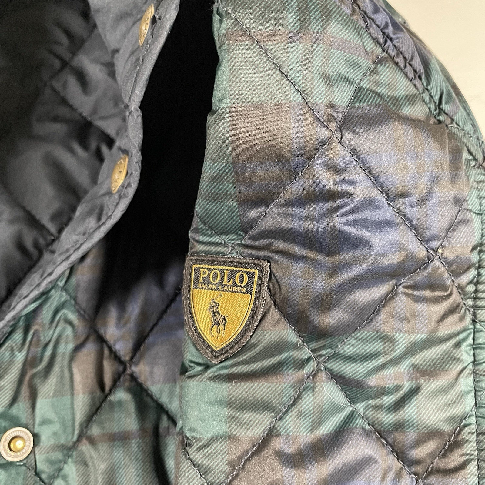 Polo Ralph Lauren Girls Kids 6X Reversible Quilted Plaid Jacket Snap Shield