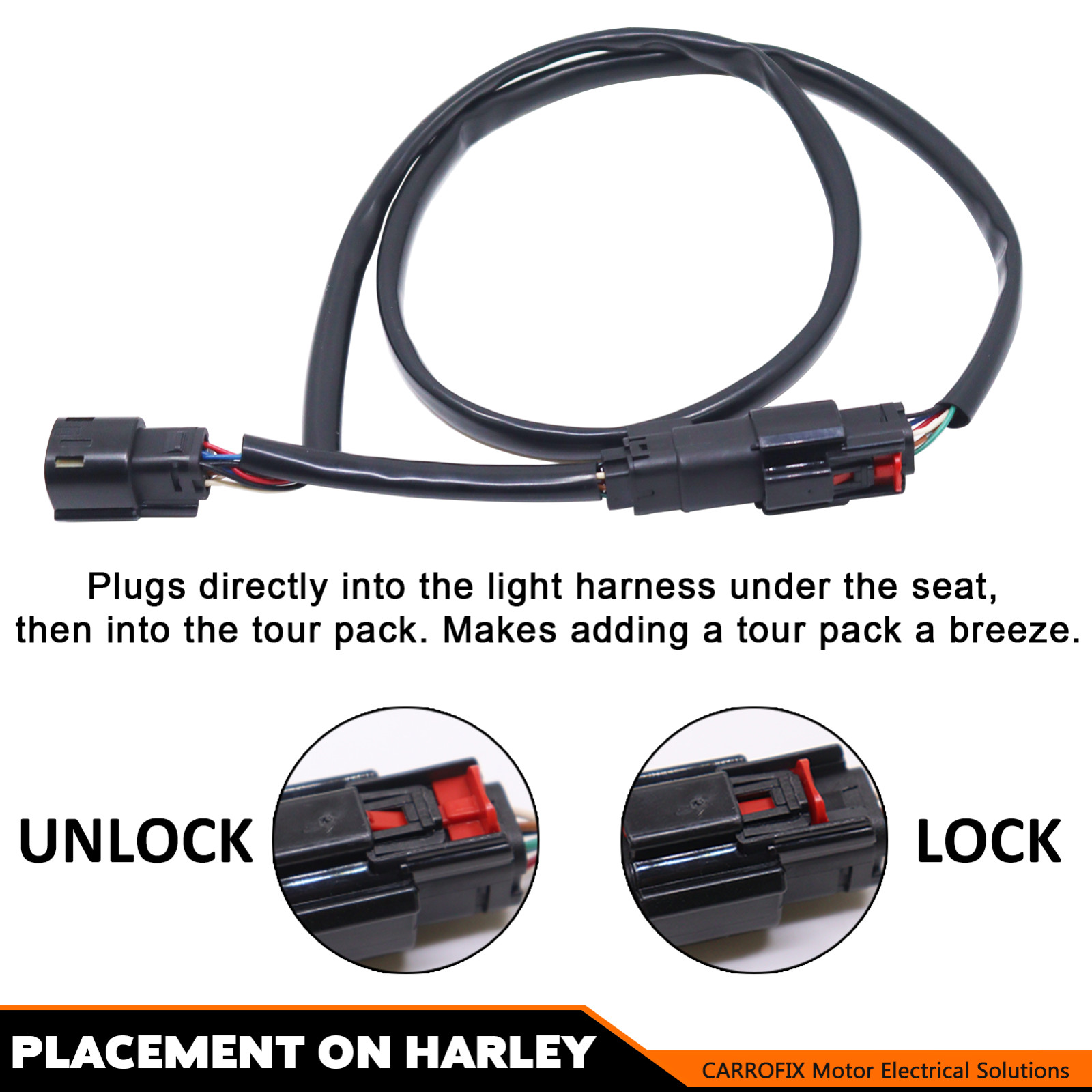 OEM Replacement Quick Disconnect Tour-Pak Wiring Harness Kit for Harley Davidson