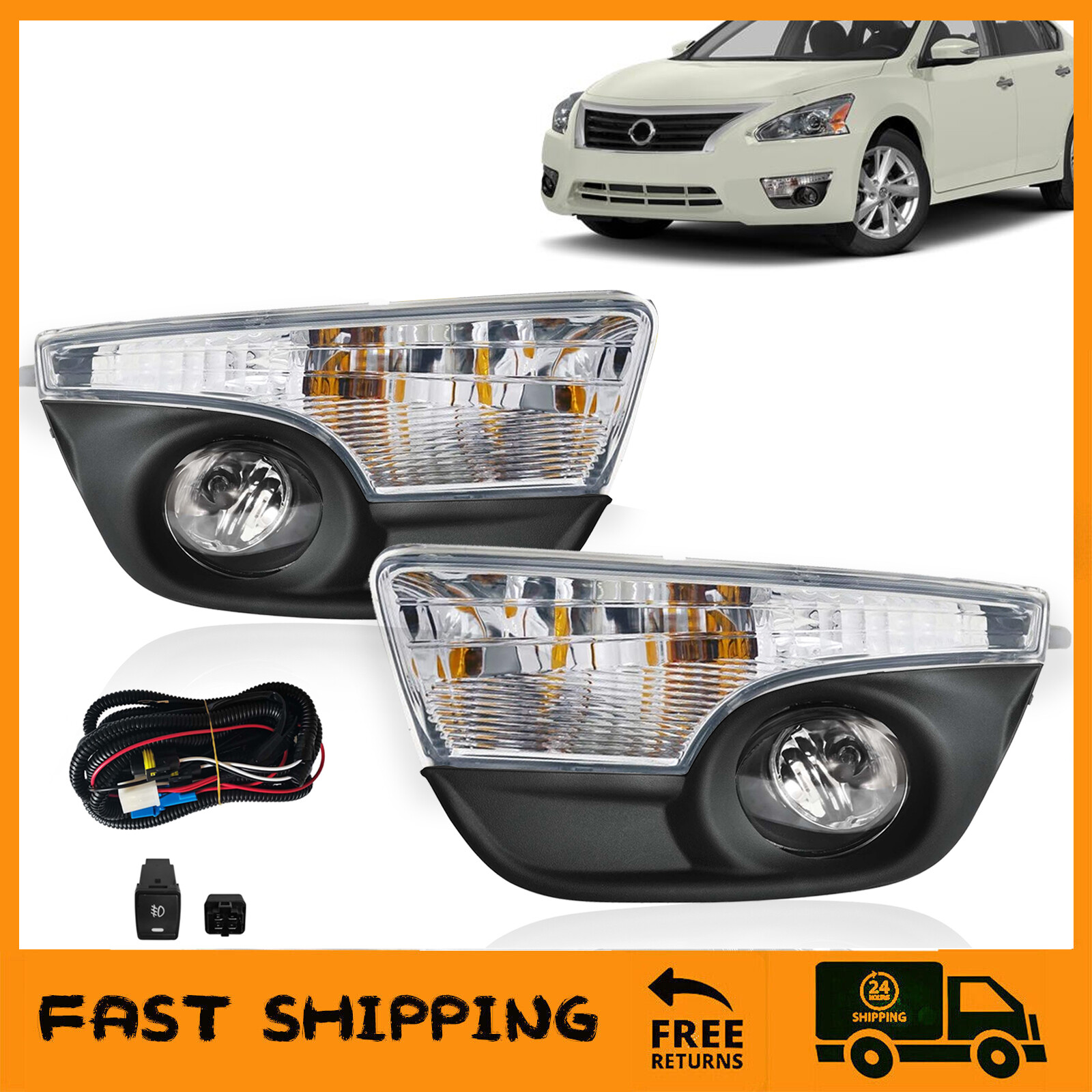 For 2013-2015 Nissan Altima Pair Fog Light & Corner Turn Signal Lamp w/ Wiring
