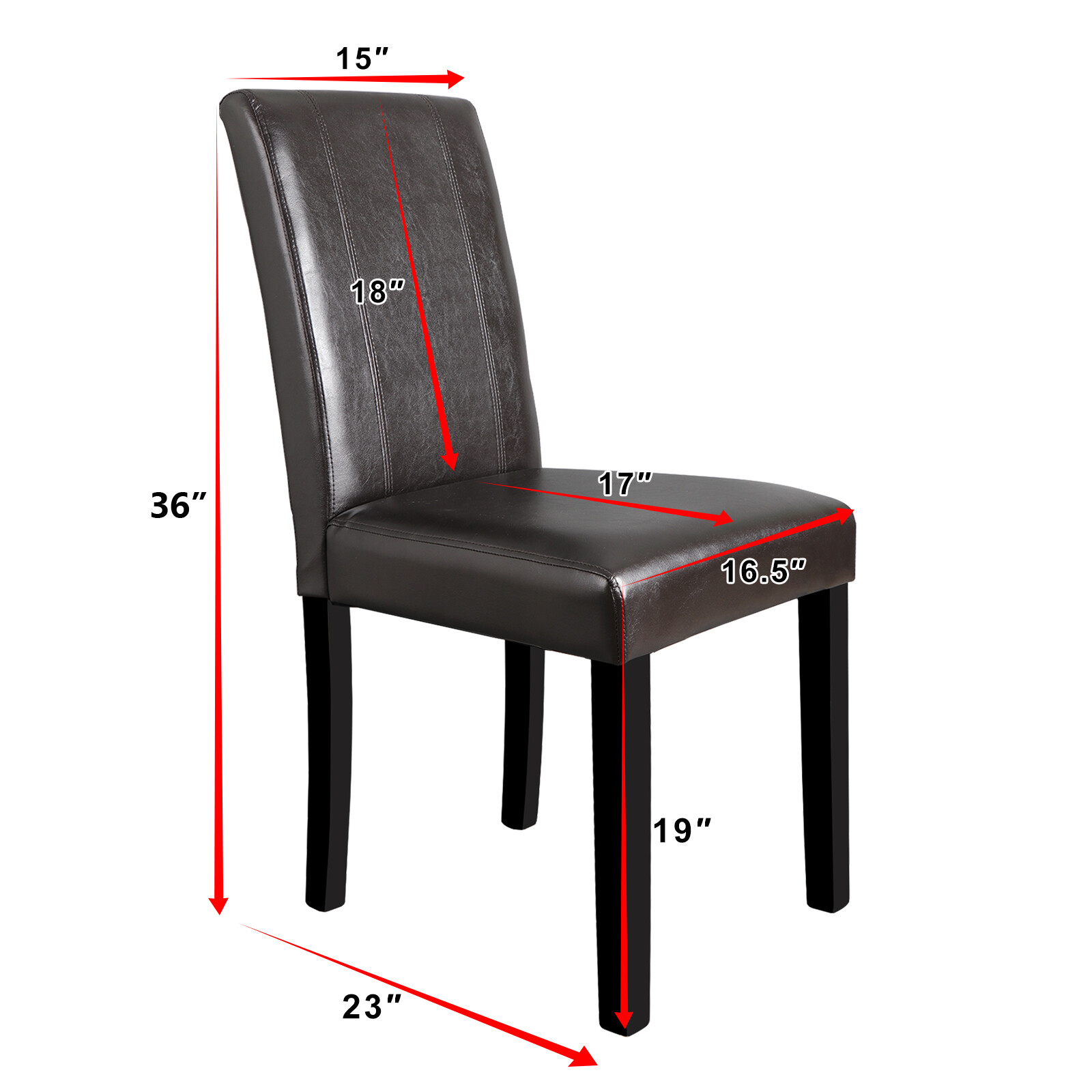 Dining Parson Chairs Set of 4 High Brown PU Leather Elegant Design Home Kitchen