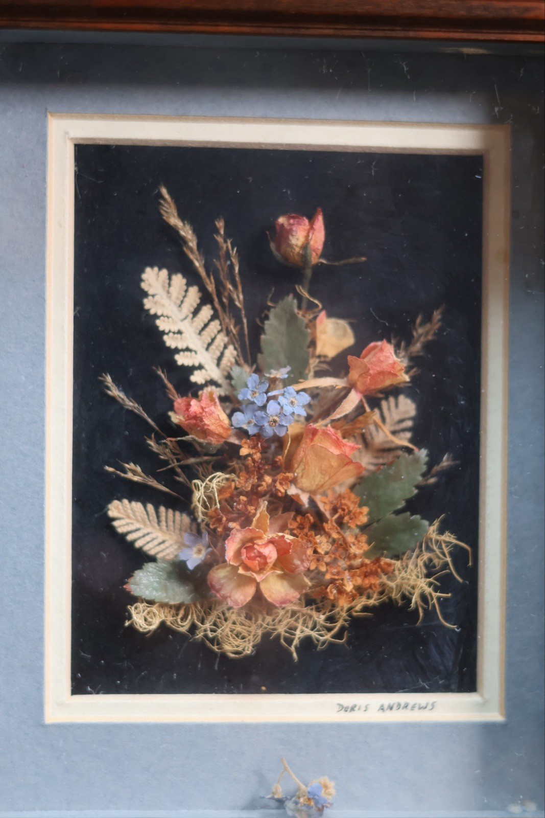 Vintage Pressed Flower Art Lot of 4 Framed Botanical Originals Doris Andrews