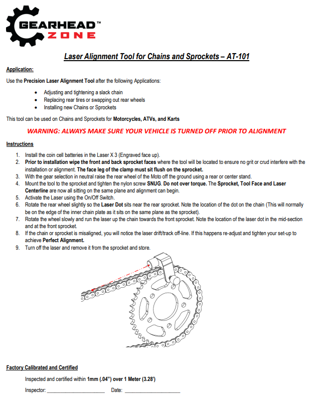 Laser Chain and Sprocket Alignment Tool - Gearhead Zone